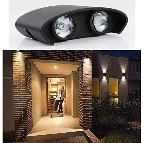 ESS EMM Wall Lights - 4W IP65 Waterproof Wall Lamp 2 Way Exterior Wall Light for Decor | Up Down Light for Balcony | Outdoor Wall Lights for Elevation,Garden & Patio Lights -(Warm White)-Pack of 2
