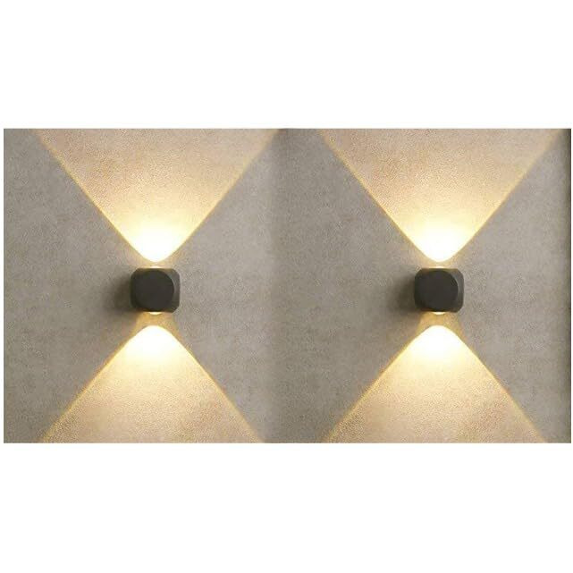 ESS EMM Wall Lights - 2W IP65 Waterproof Wall Lamp 2 Way Exterior Wall Light for Decor| Up Down Light for Balcony | Outdoor Wall Lights for Elevation,Garden & Patio Lights -(Warm White)-Pack of 2