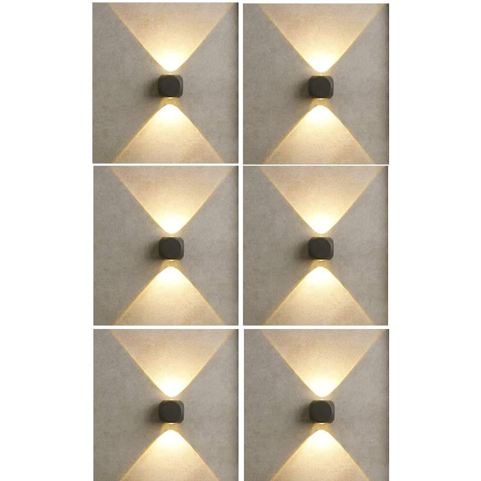 ESS EMM Wall Lights - 2W IP65 Waterproof Wall Lamp 2 Way Exterior Wall Light for Decor| Up Down Light for Balcony | Outdoor Wall Lights for Elevation,Garden & Patio Lights -(Warm White)-Pack of 6