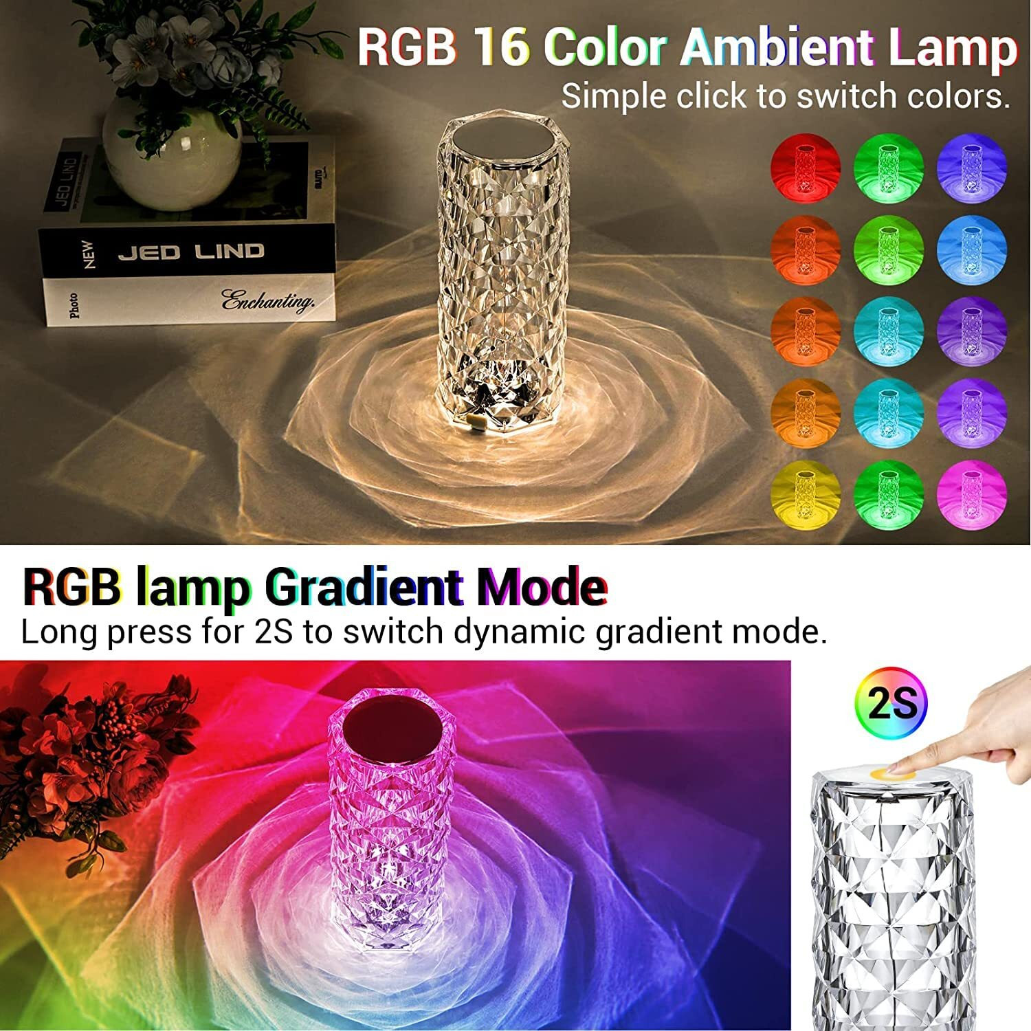 Gesto Table Lamp for Home Decor  16 Color Changing Touch Control night lamp for bedroom, Rgb lights for room with Remote Control | Birthday gift for girls, wedding gift for couples, anniversary gift