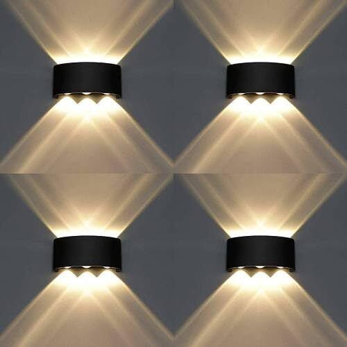 ESS EMM Wall Lights - 6W IP65 Waterproof Wall Lamp 2 Way Exterior Wall Light for Decor | Up Down Light for Balcony | Outdoor Wall Lights for Elevation,Garden & Patio Lights -(Warm White)-Pack of 4