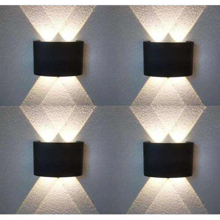 ESS EMM Wall Lights - 4W IP65 Waterproof Wall Lamp 2 Way Exterior Wall Light for Decor | Up Down Light for Balcony | Outdoor Wall Lights for Elevation,Garden & Patio Lights -(Warm White)-Pack of 4