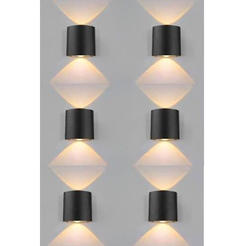 ESS EMM Wall Lights - 2W IP65 Waterproof Wall Lamp 2 Way Exterior Wall Light for Decor| Up Down Light for Balcony | Outdoor Wall Lights for Elevation,Garden & Patio Lights -(Warm White)-Pack of 6