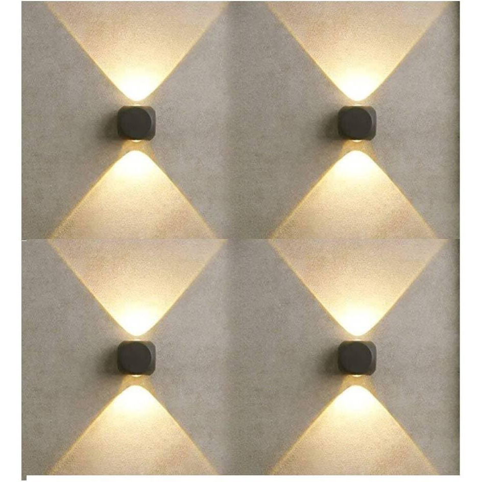 ESS EMM Wall Lights - 2W IP65 Waterproof Wall Lamp 2 Way Exterior Wall Light for Decor| Up Down Light for Balcony | Outdoor Wall Lights for Elevation,Garden & Patio Lights -(Warm White)-Pack of 4