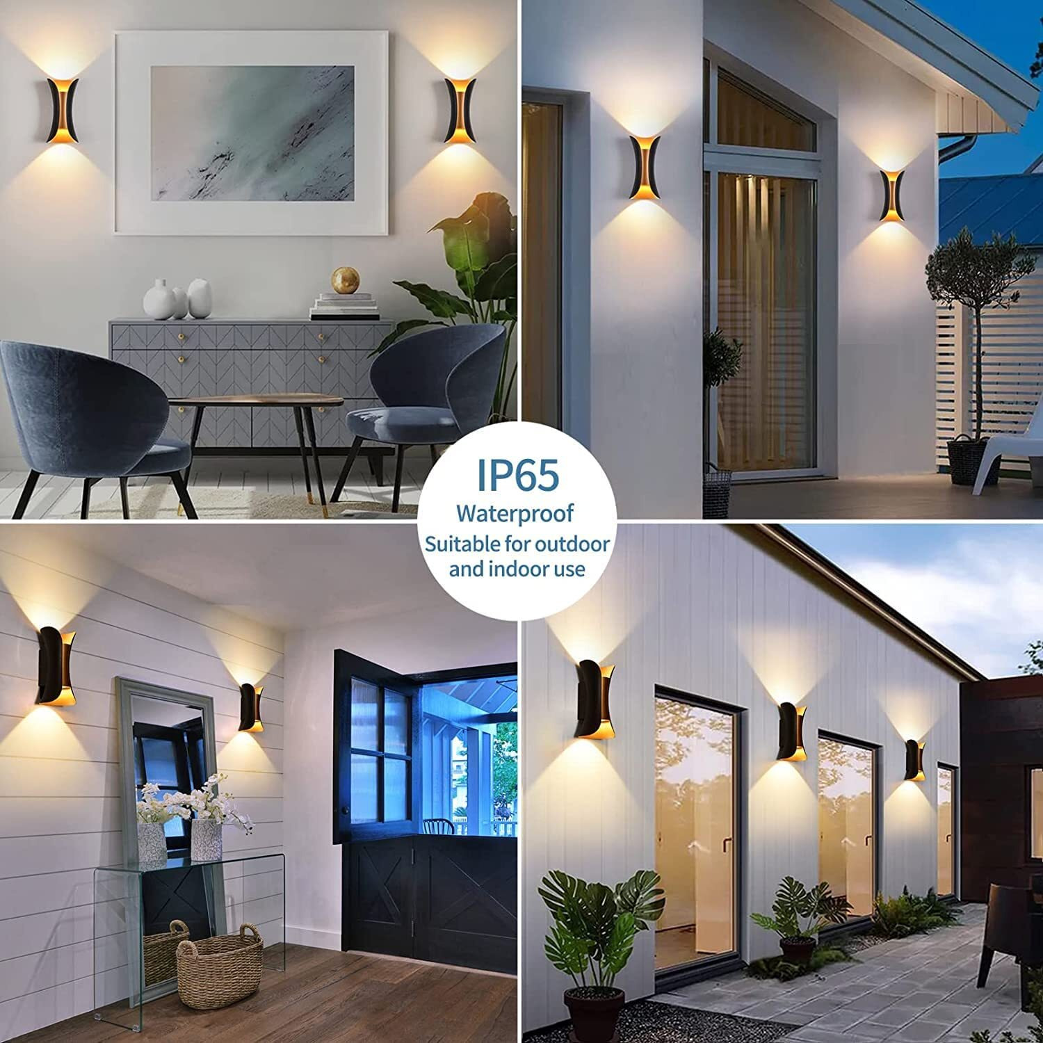 ESS EMM Wall Lights - 10W IP65 Waterproof Wall Lamp 2 Way Exterior Wall Light for Decor| Up Down Light for Balcony | Outdoor Wall Lights for Elevation,Garden & Patio Lights -(Warm White)-Pack of 4