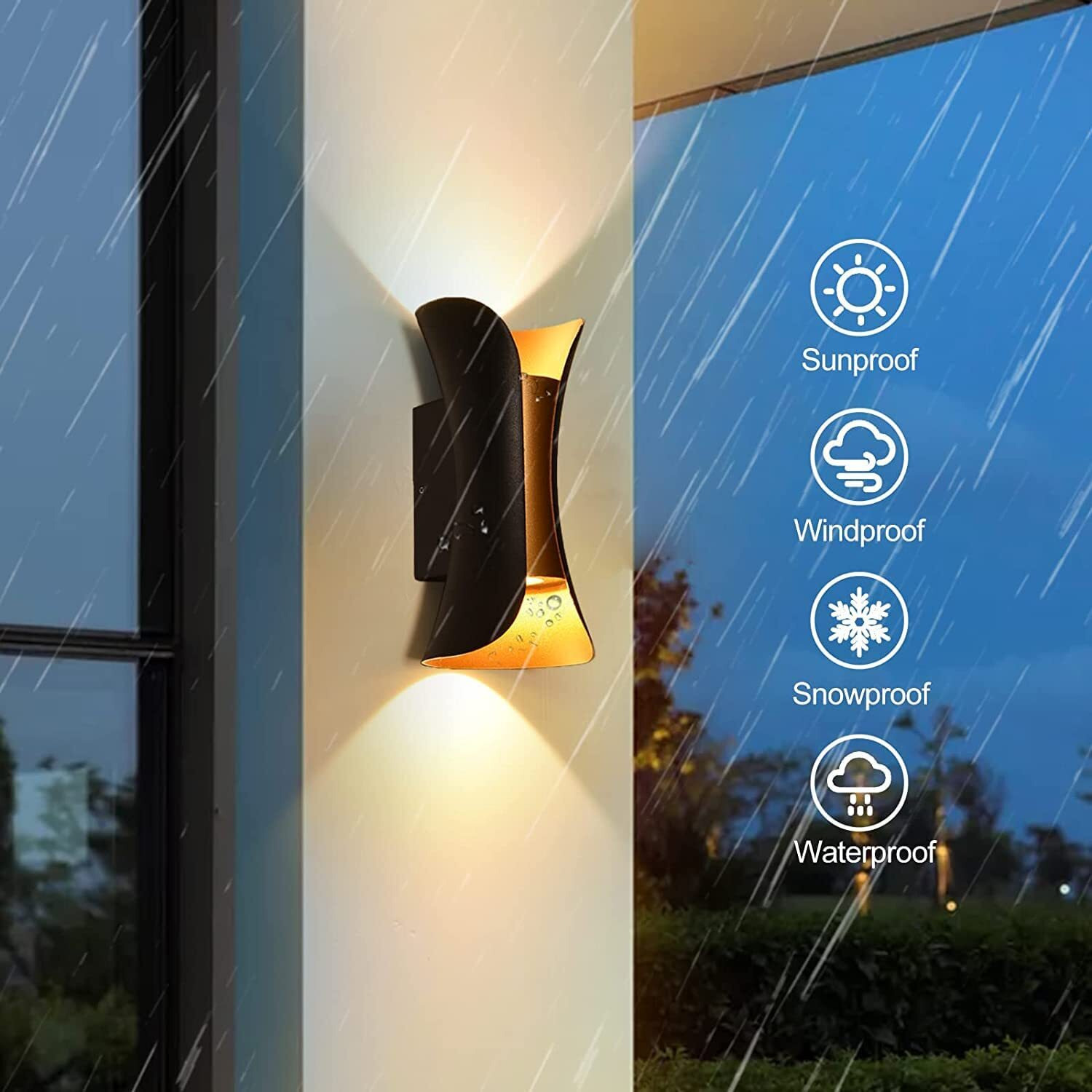 ESS EMM Wall Lights - 10W IP65 Waterproof Wall Lamp 2 Way Exterior Wall Light for Decor| Up Down Light for Balcony | Outdoor Wall Lights for Elevation,Garden & Patio Lights -(Warm White)-Pack of 4