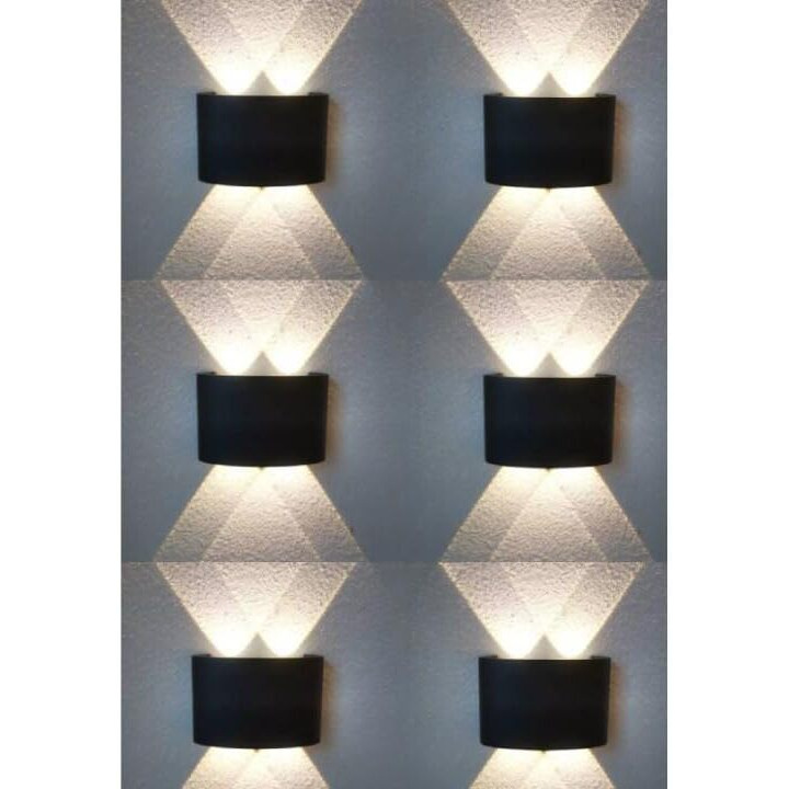 ESS EMM Wall Lights - 4W IP65 Waterproof Wall Lamp 2 Way Exterior Wall Light for Decor | Up Down Light for Balcony | Outdoor Wall Lights for Elevation,Garden & Patio Lights -(Warm White)-Pack of 6