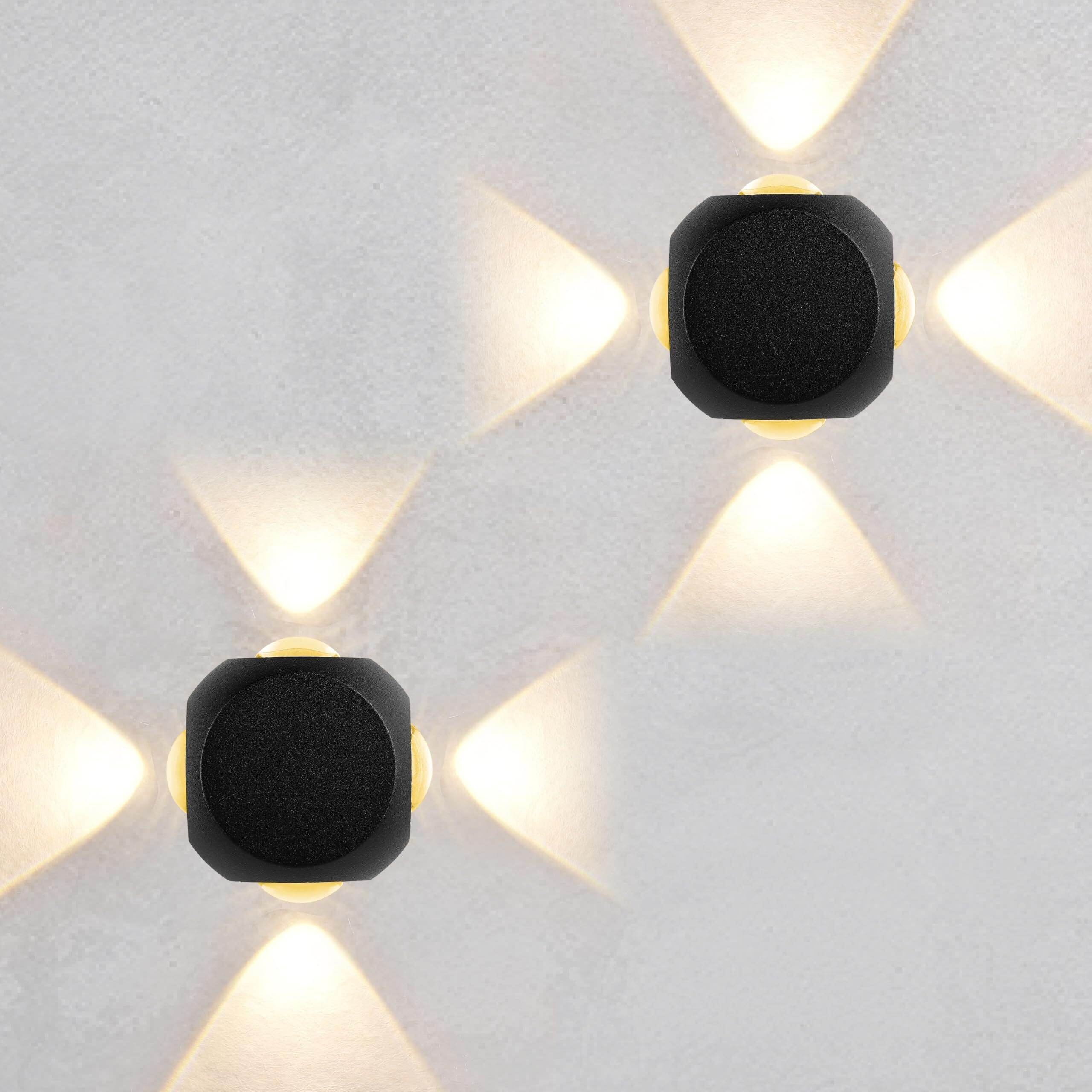 Gesto Wall Lights - 12W IP65 Waterproof Wall Lamp  4 Way Exterior Wall Light for Decor| Up Down Light for Balcony | Outdoor Wall Lights for Elevation,Garden & Patio Lights -(Warm White)-Pack of 2