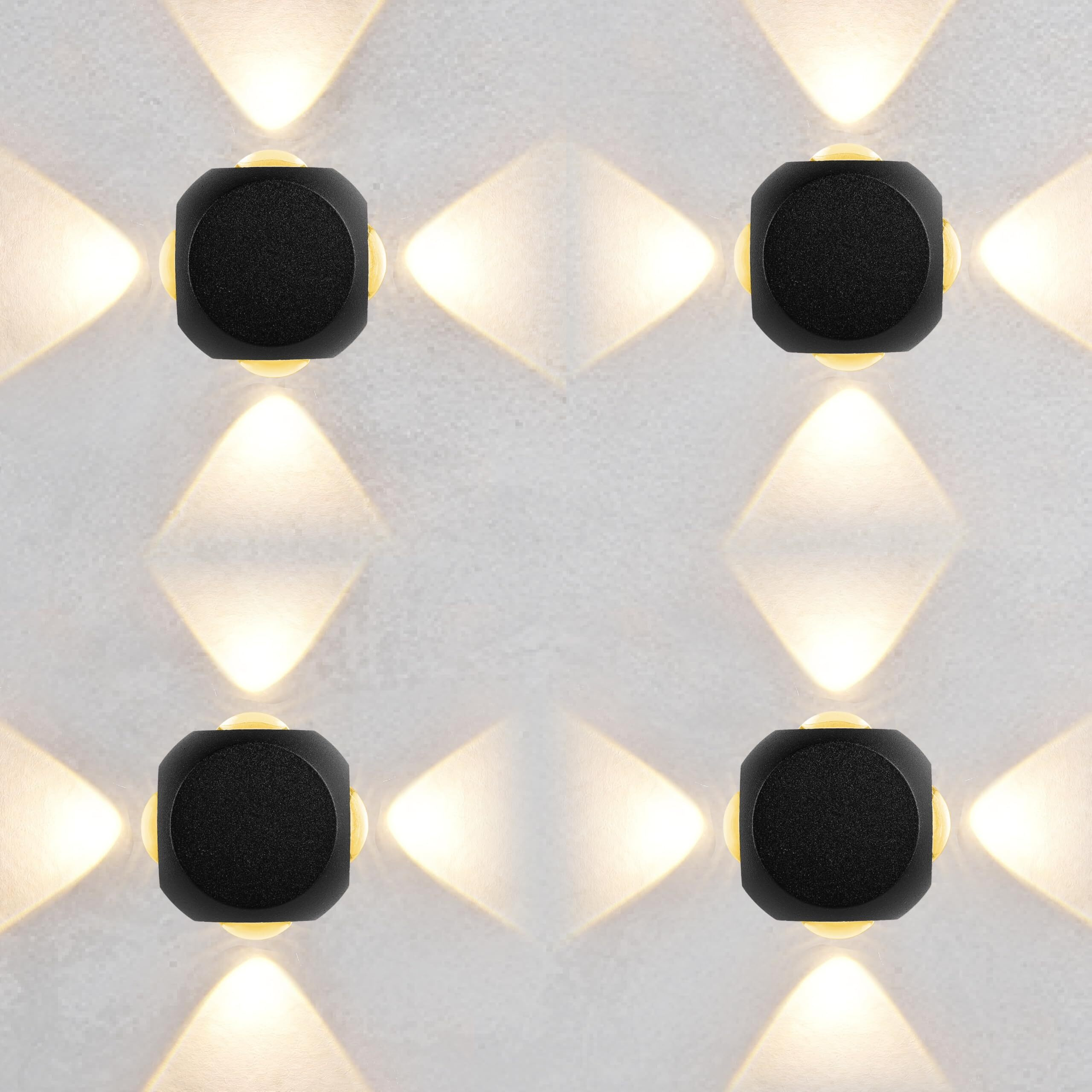 Gesto Wall Lights - 12W IP65 Waterproof Wall Lamp  4 Way Exterior Wall Light for Decor| Up Down Light for Balcony | Outdoor Wall Lights for Elevation,Garden & Patio Lights -(Warm White)-Pack of 4