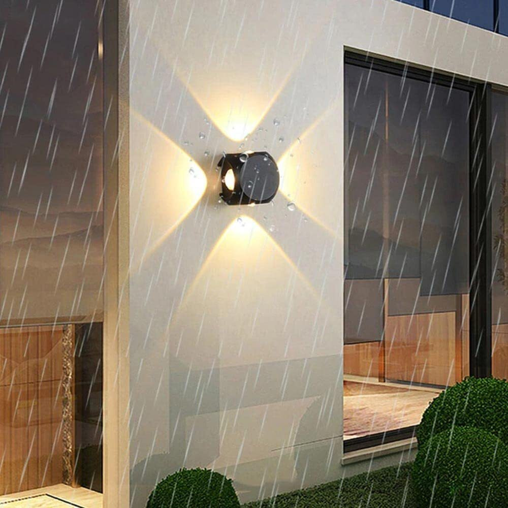ESS EMM Wall Lights - 12W IP65 Waterproof Wall Lamp  4 Way Exterior Wall Light for Decor| Up Down Light for Balcony | Outdoor Wall Lights for Elevation,Garden & Patio Lights -(Warm White)-Pack of 1