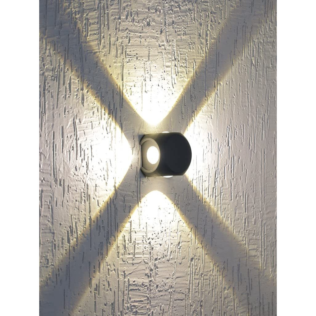 ESS EMM Wall Lights - 12W IP65 Waterproof Wall Lamp  4 Way Exterior Wall Light for Decor| Up Down Light for Balcony | Outdoor Wall Lights for Elevation,Garden & Patio Lights -(Warm White)-Pack of 4