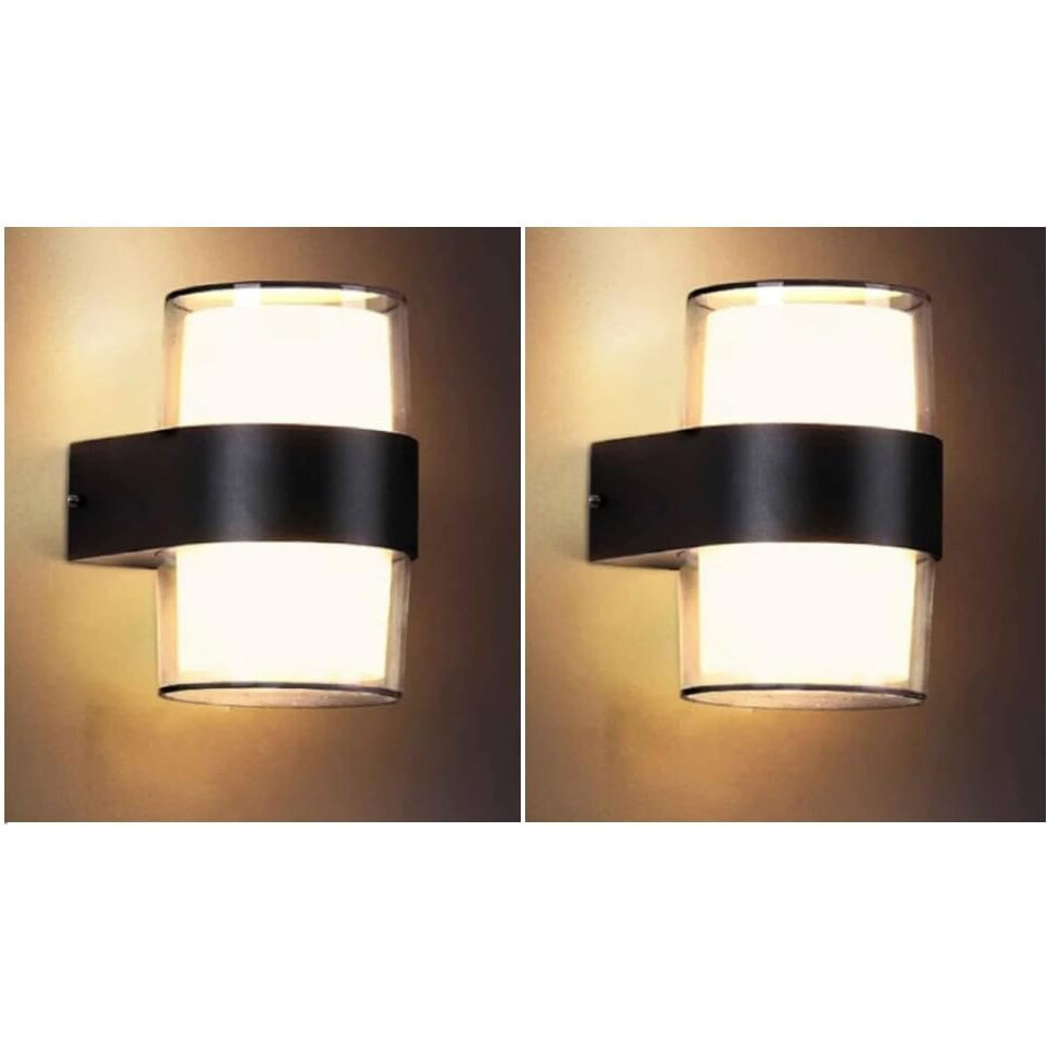 ESS EMM Wall Lights - 10W IP65 Waterproof Wall Lamp 2 Way Exterior Wall Light for Decor| Up Down Light for Balcony | Outdoor Wall Lights for Elevation,Garden & Patio Lights -(Warm White)-Pack of 2