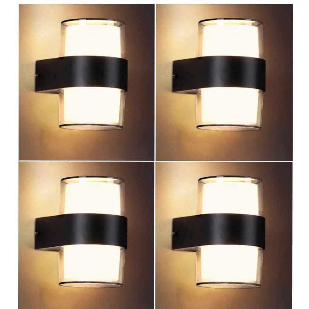 ESS EMM Wall Lights - 10W IP65 Waterproof Wall Lamp 2 Way Exterior Wall Light for Decor| Up Down Light for Balcony | Outdoor Wall Lights for Elevation,Garden & Patio Lights -(Warm White)-Pack of 4