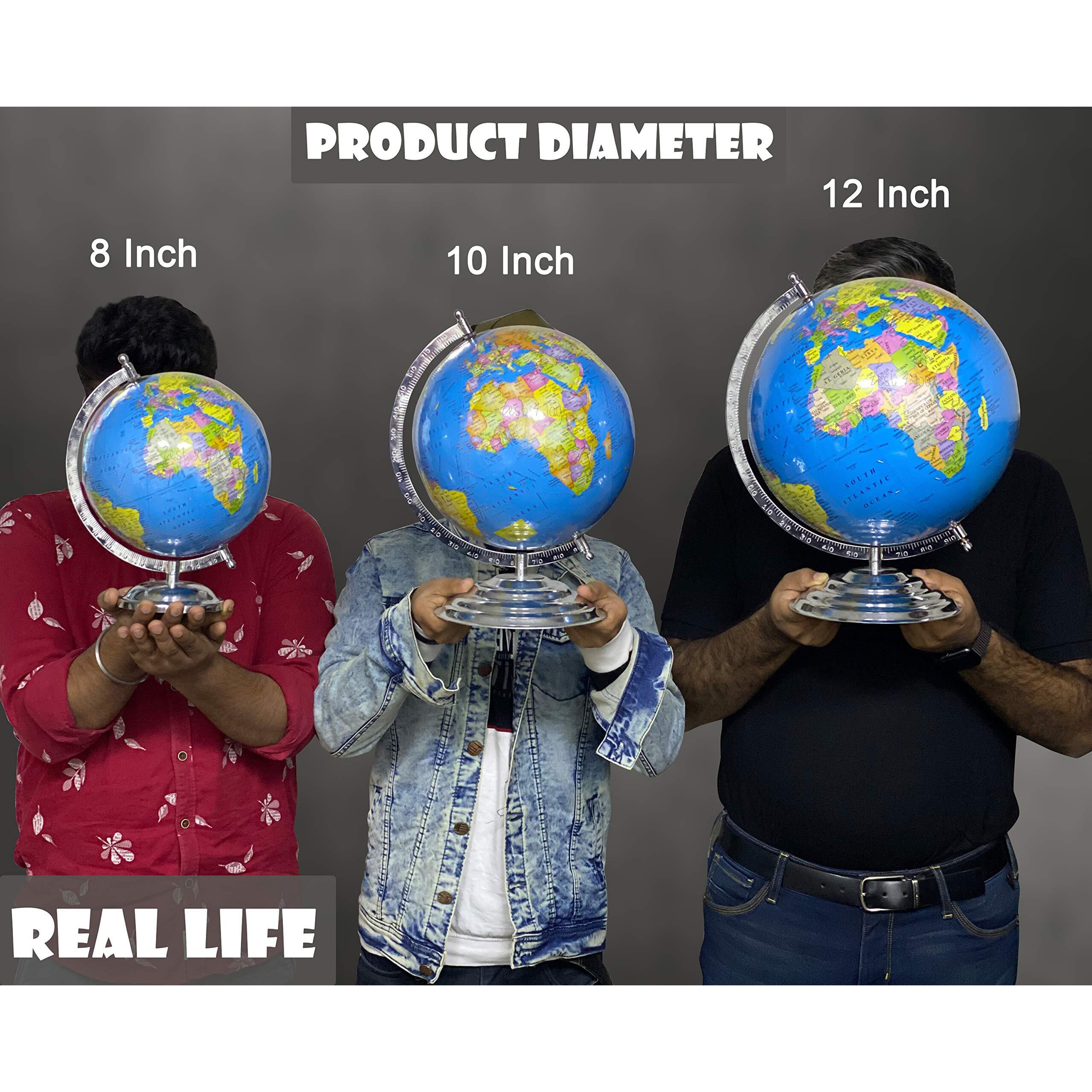 zest 4 toyz Globe Educational 15 Inches Height Metal Base Globe Home Decor World Globe Office Decor Gift Item Show Piece