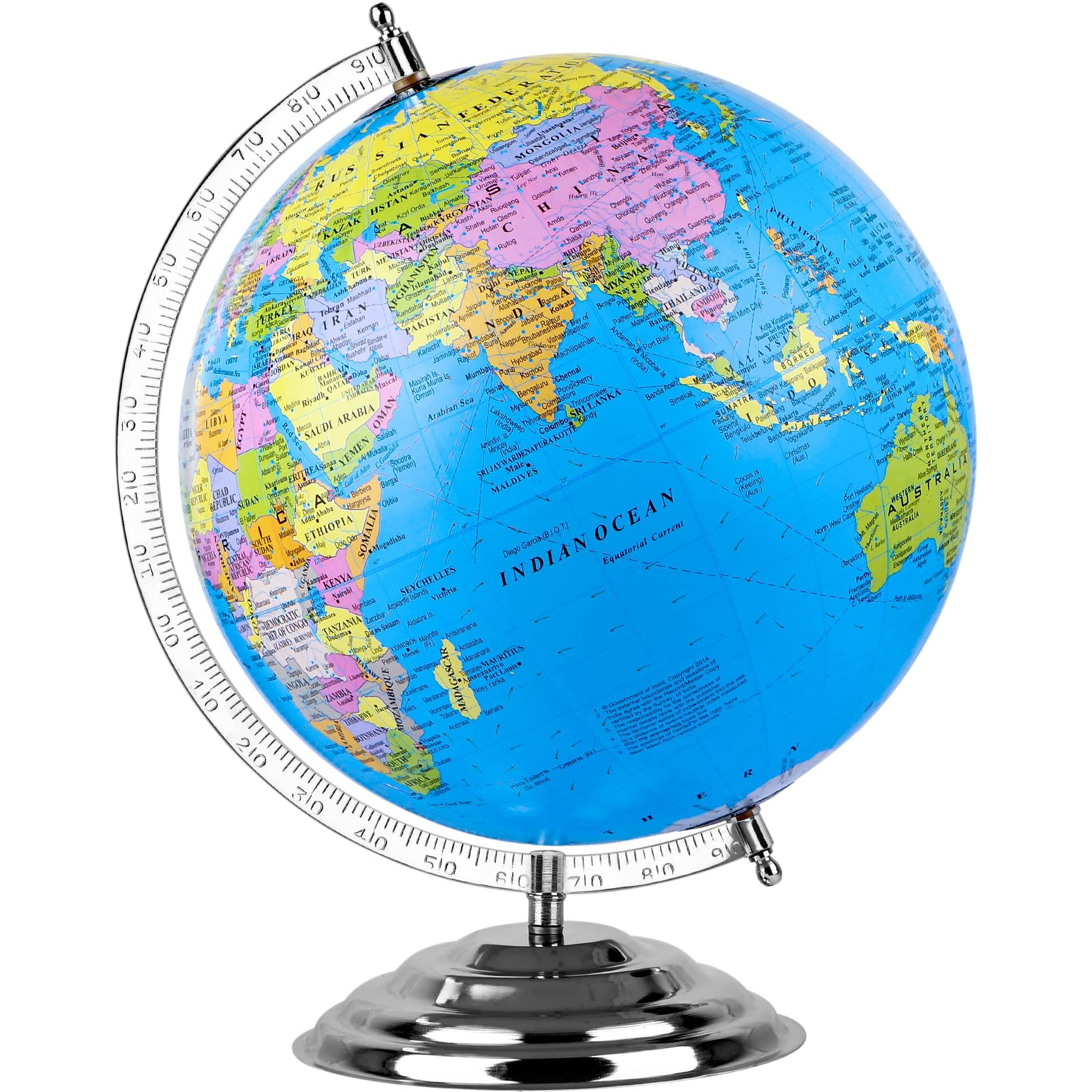 zest 4 toyz Globe Educational 13 Inches Height Metal Base Globe Home Decor World Globe Office Decor Gift Item Show Piece 3+ (Pack of 1)