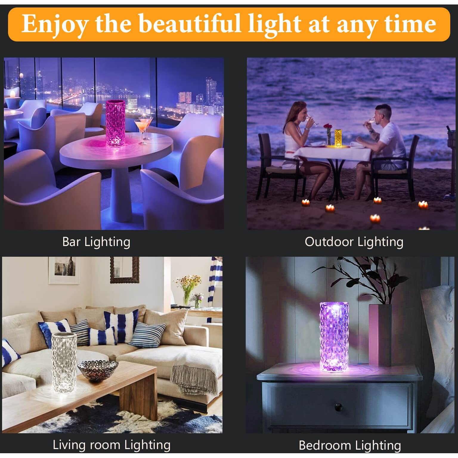One94Store Crystal Lamp, 16 Color Changing Rose Diamond Table Lamp, USB Rechargeable Touch Night Lamp with Remote Control for Bedroom, Living Room, Party Decor (Multicolor Pack of 1) LED
