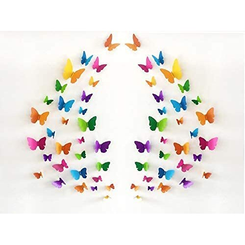 JAAMSO ROYALS Vinyl 3D Colorful butterfly stickers for wall, butterfly decoration items, butterfly stickers, butterfly wall decor, butterflies, butterflies for wall decoration(29.5 X21CM) Q5