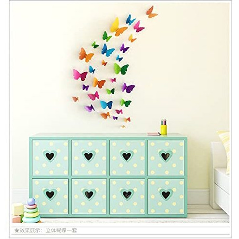 JAAMSO ROYALS Vinyl 3D Colorful butterfly stickers for wall, butterfly decoration items, butterfly stickers, butterfly wall decor, butterflies, butterflies for wall decoration(29.5 X21CM) Q5