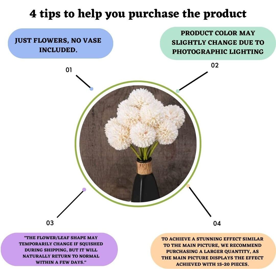 SATYAM KRAFT 5 Pcs Artificial Chrysanthemum Hydrangea Ball Flower Stick for Home Decor, Office, Rakshabandhan Decoration and Craft - (Pack of 5) (Pink) (without Vase Pot)
