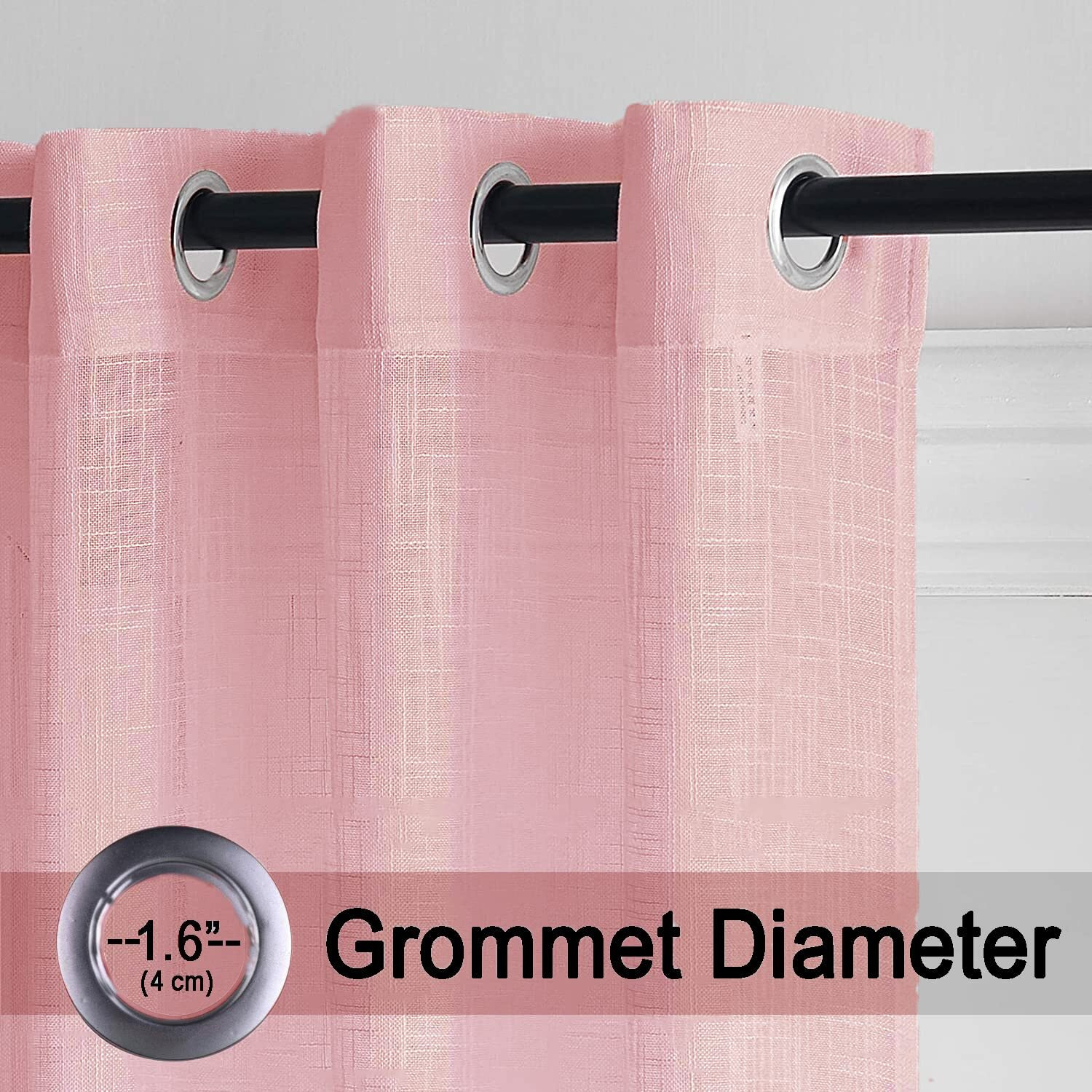 HOMEMONDE 9 FT Long Sheer Curtains Set of 2 for Home Decor Cotton Drapes Set of 2 Curtain Pink 2 Piece