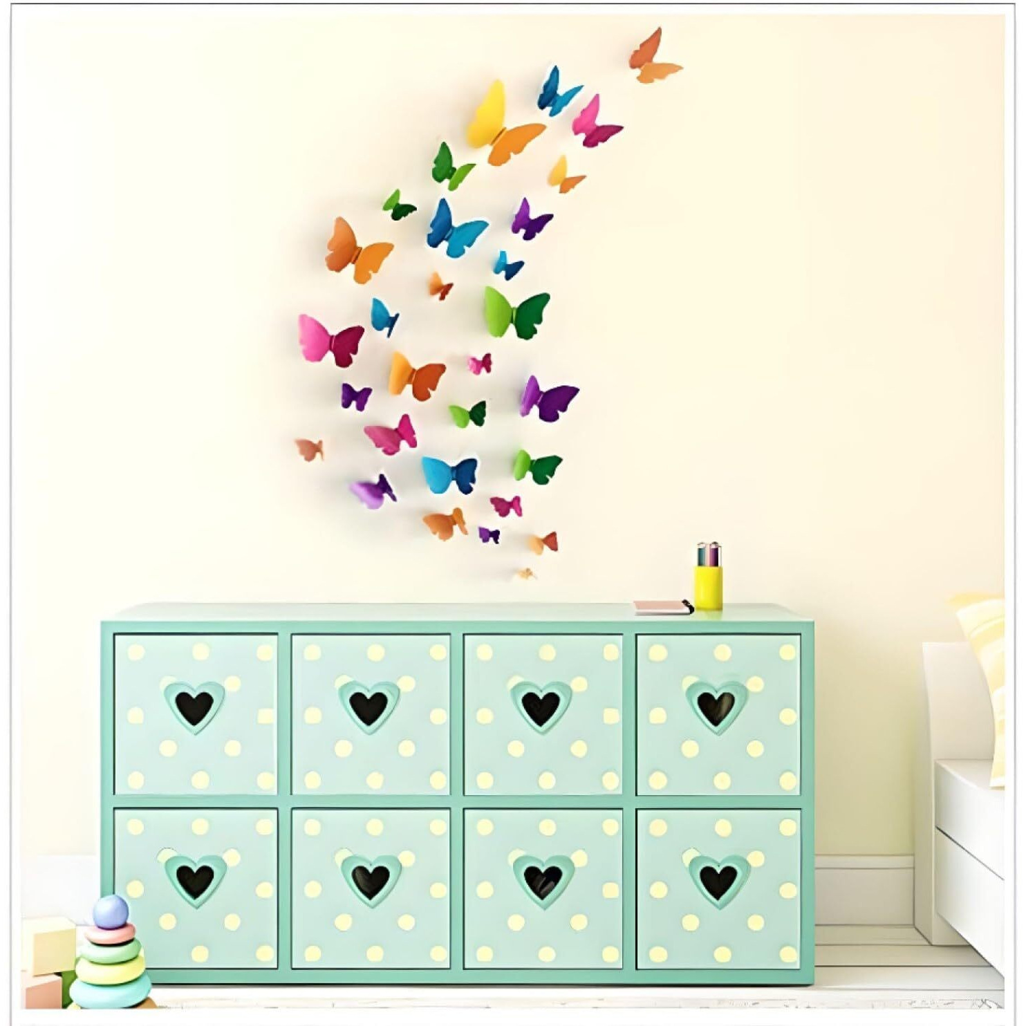 JAAMSO ROYALS 3D Colorful Crystal butterfly stickers for wall, butterfly decoration items, butterfly stickers, butterfly wall decor, butterflies, butterflies for wall decoration (29.5 X21 CM, Q4)
