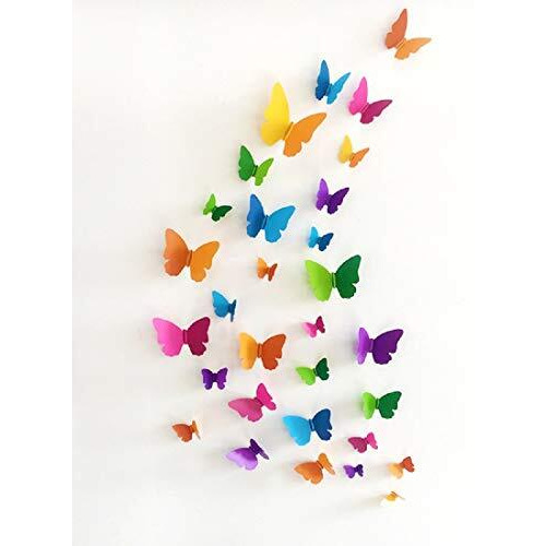 JAAMSO ROYALS Multicolour 3D butterfly stickers for wall, butterfly decoration items, butterfly stickers, butterfly wall decor, butterflies, butterflies for wall decoration (29.5 CM X 21 CM)