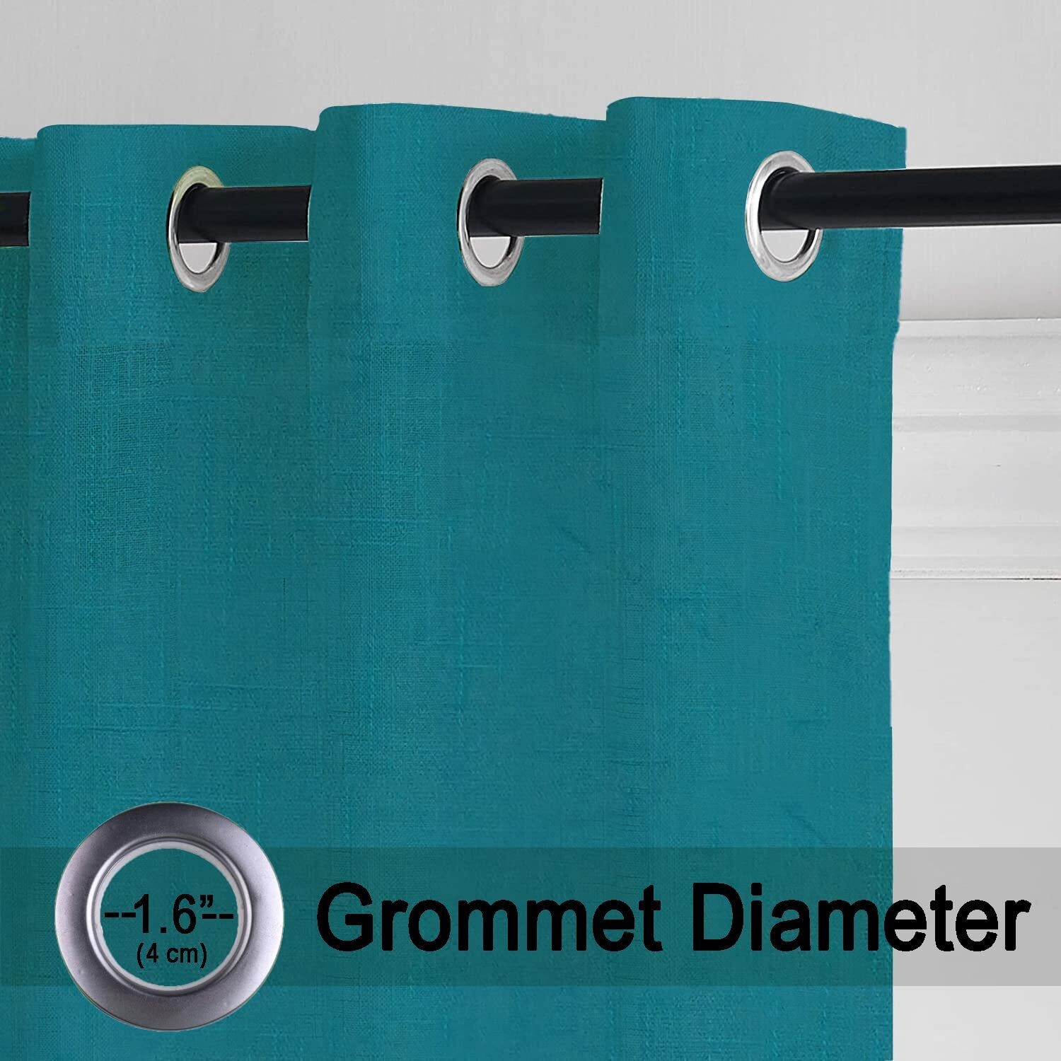 HOMEMONDE Exclusive Solid Cotton Linen Sheer Curtain for Home Decor, Hangs Elegantly with Eyelets -BLUE Pack of 2 (HMCR_032D)