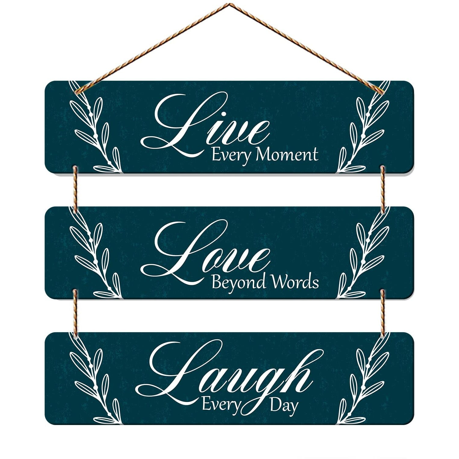 Artvibes Live Love Laugh Wooden Hanger for Home Decor | Office | Living Room | Gifts | Bedroom | Quotes Decorative Items | Wall Hangings for Decoration | Artworks (WH_5306N)