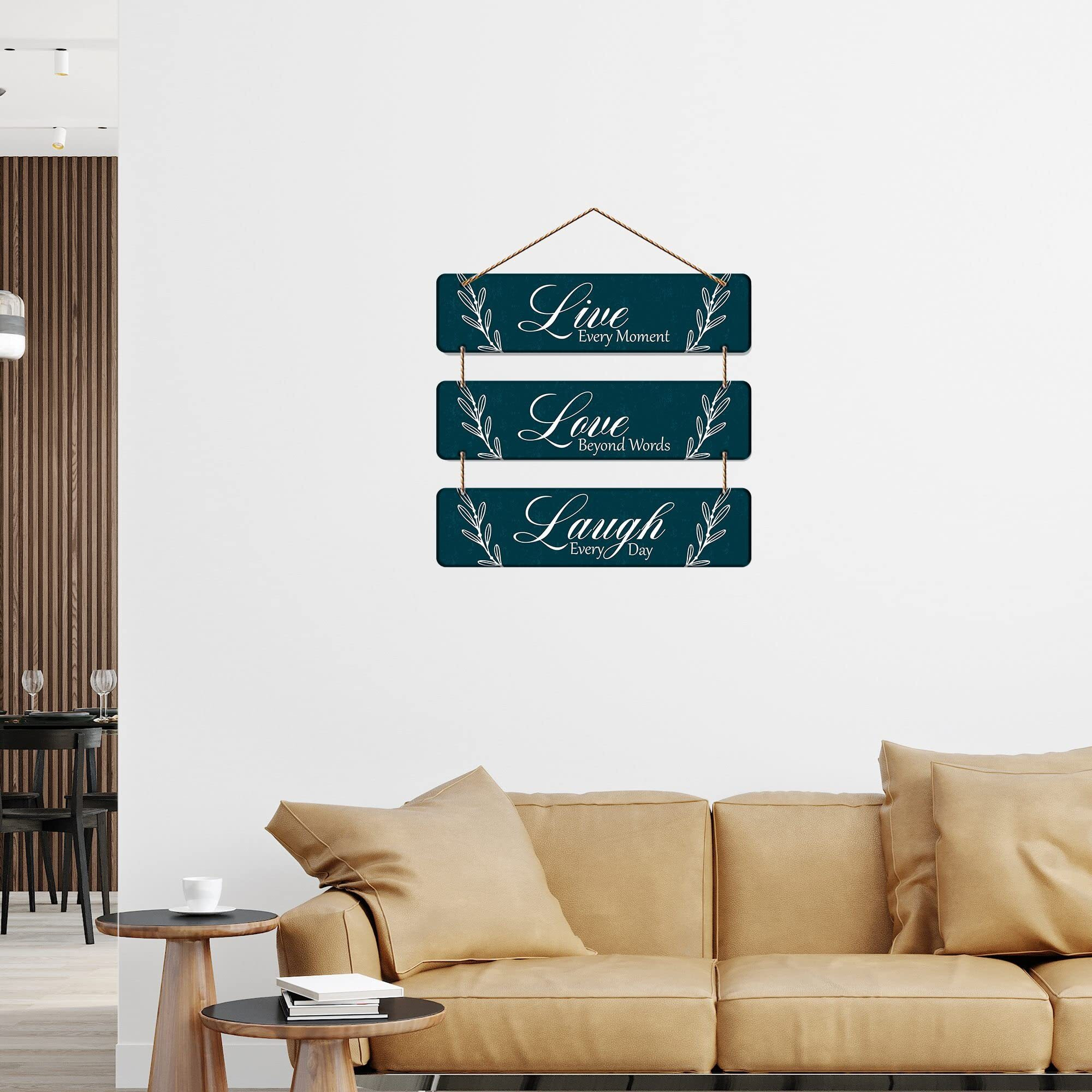 Artvibes Live Love Laugh Wooden Hanger for Home Decor | Office | Living Room | Gifts | Bedroom | Quotes Decorative Items | Wall Hangings for Decoration | Artworks (WH_5306N)