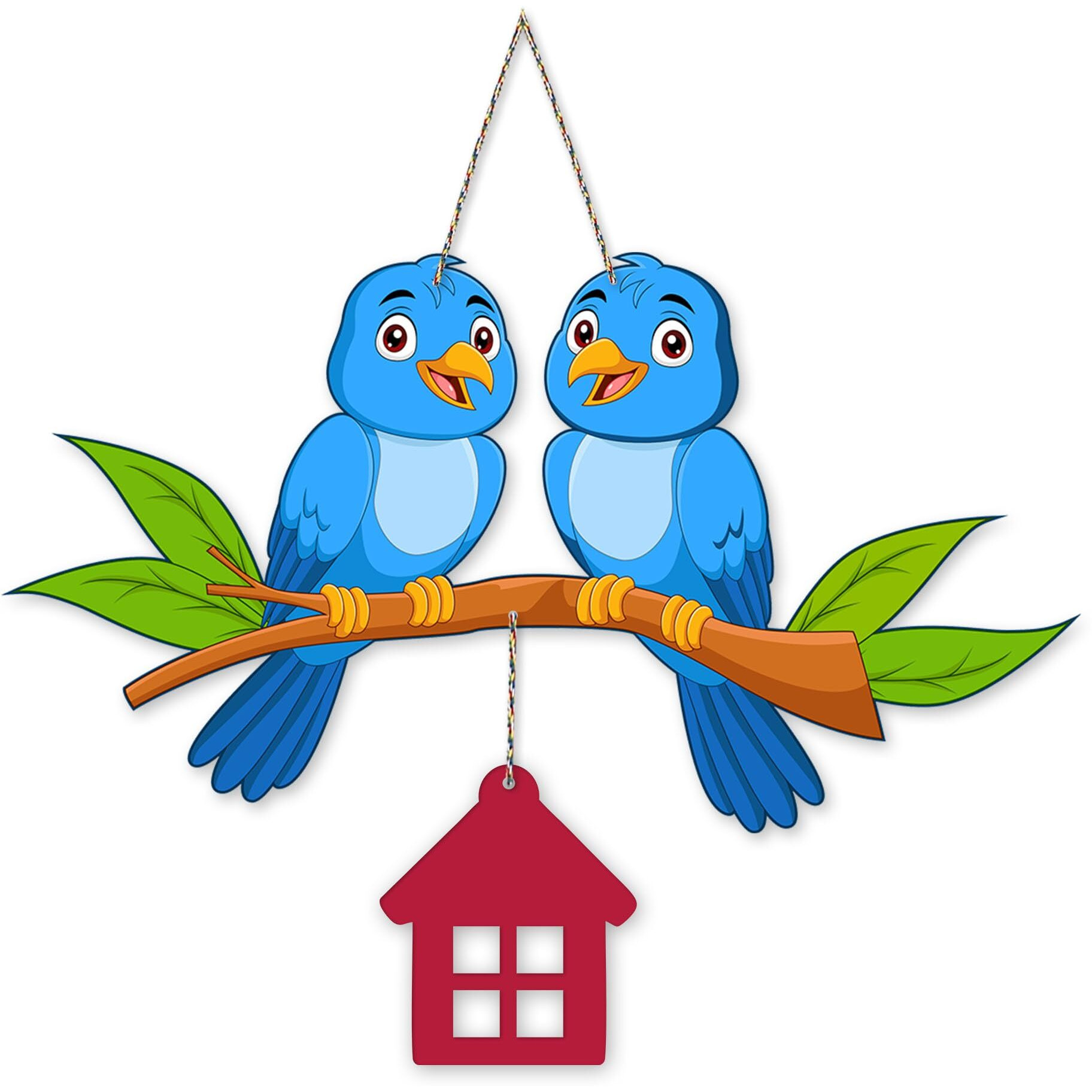 Artvibes Cute Pair of Birds Wooden Wall Hanging for Home Decoration | Garden Balcony | Office | Cafe | Decorative Door Hanging | Festive Decor Art Items (WH_9109NN), Pack of 1