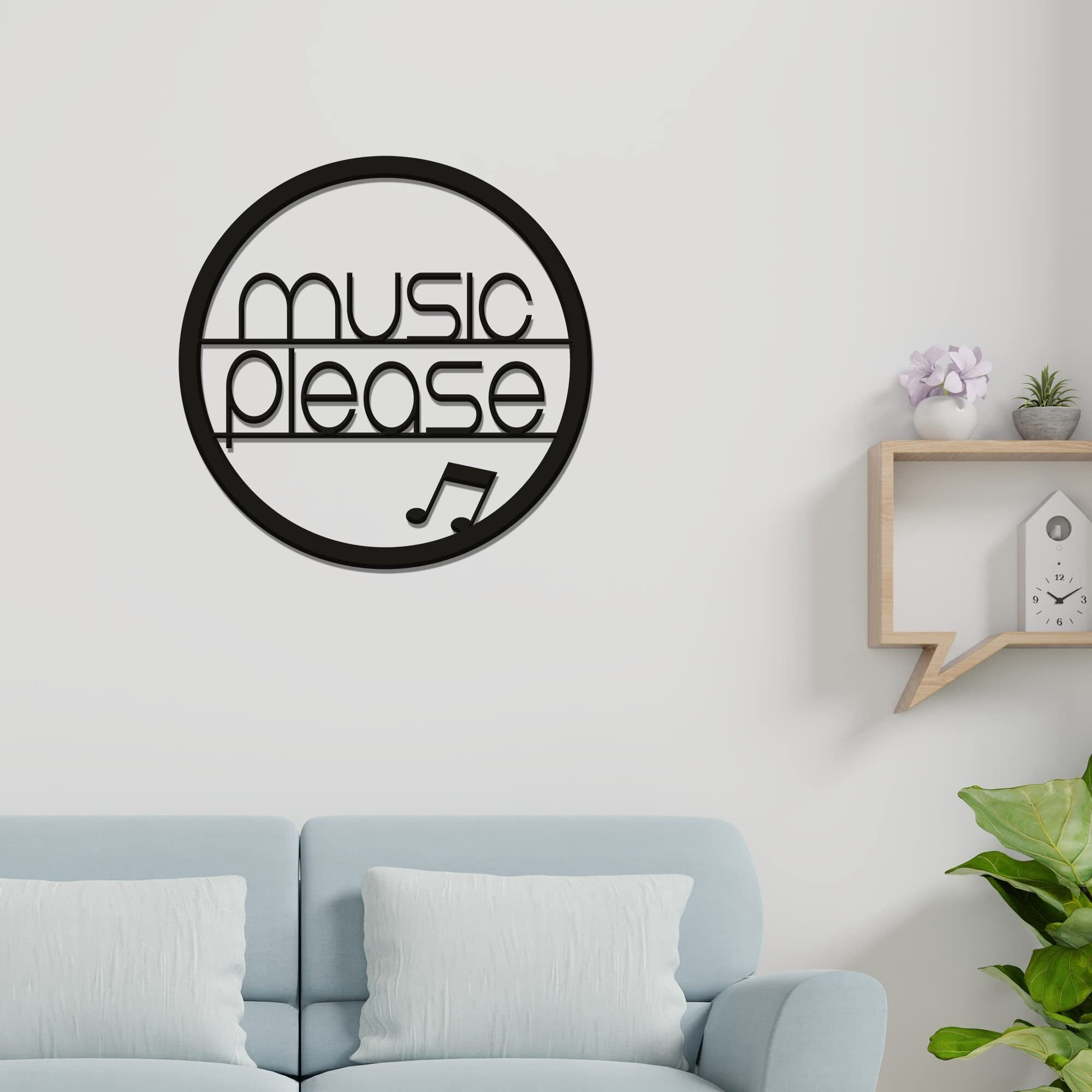 Artvibes Music Please Designer Wood Wall Hanging for Home Wall Decor | Decorative Items for Living Room | Wooden Hangers for Home Decoration | Modern Decoration Item (WH_3417N)