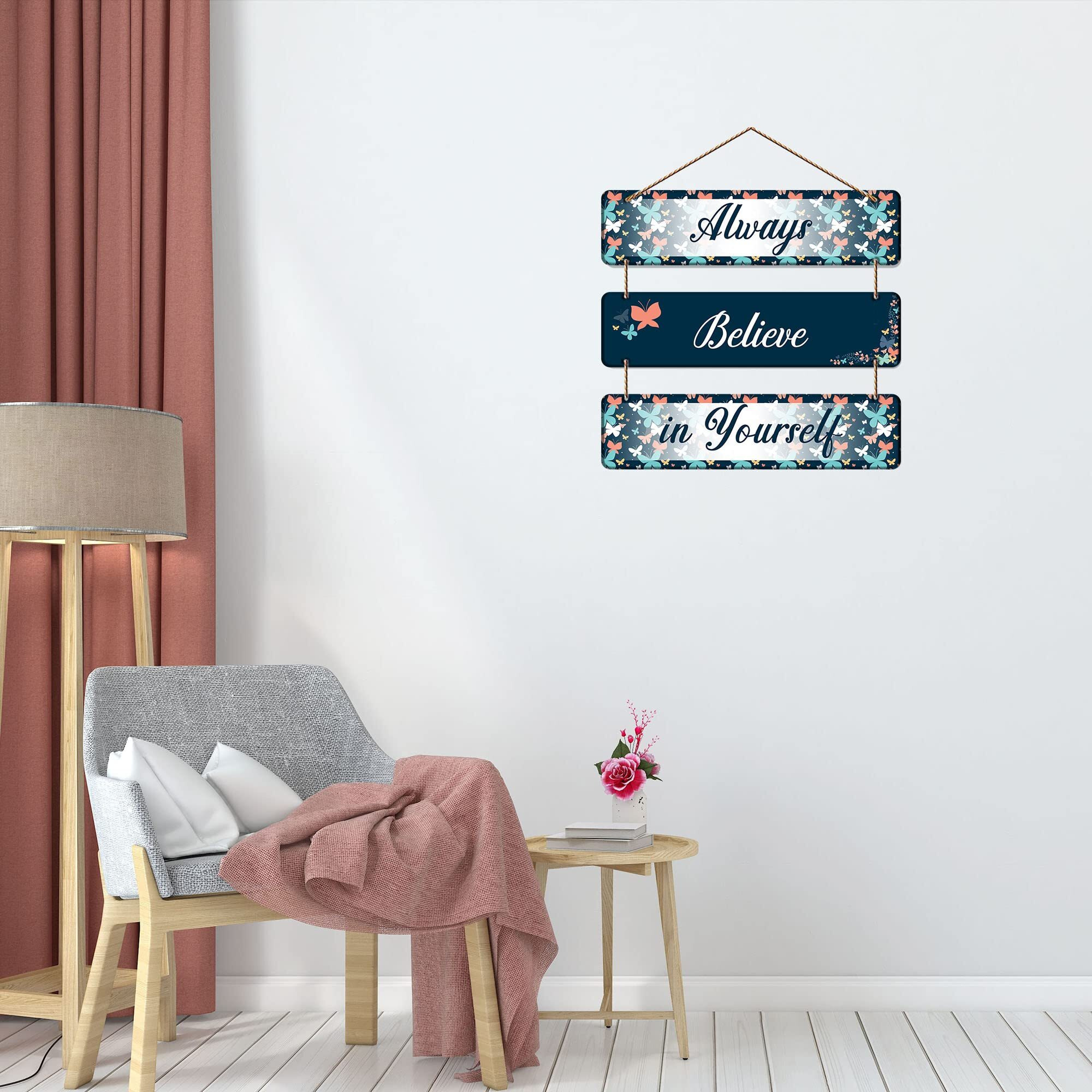 Artvibes Always Believe in Yourself Quote Wooden Wall Hanger for Home Decor | Office | Gift | Bedroom | Living Room | Artwork Ornaments Hanging for Home Decoration (WH_5311N)