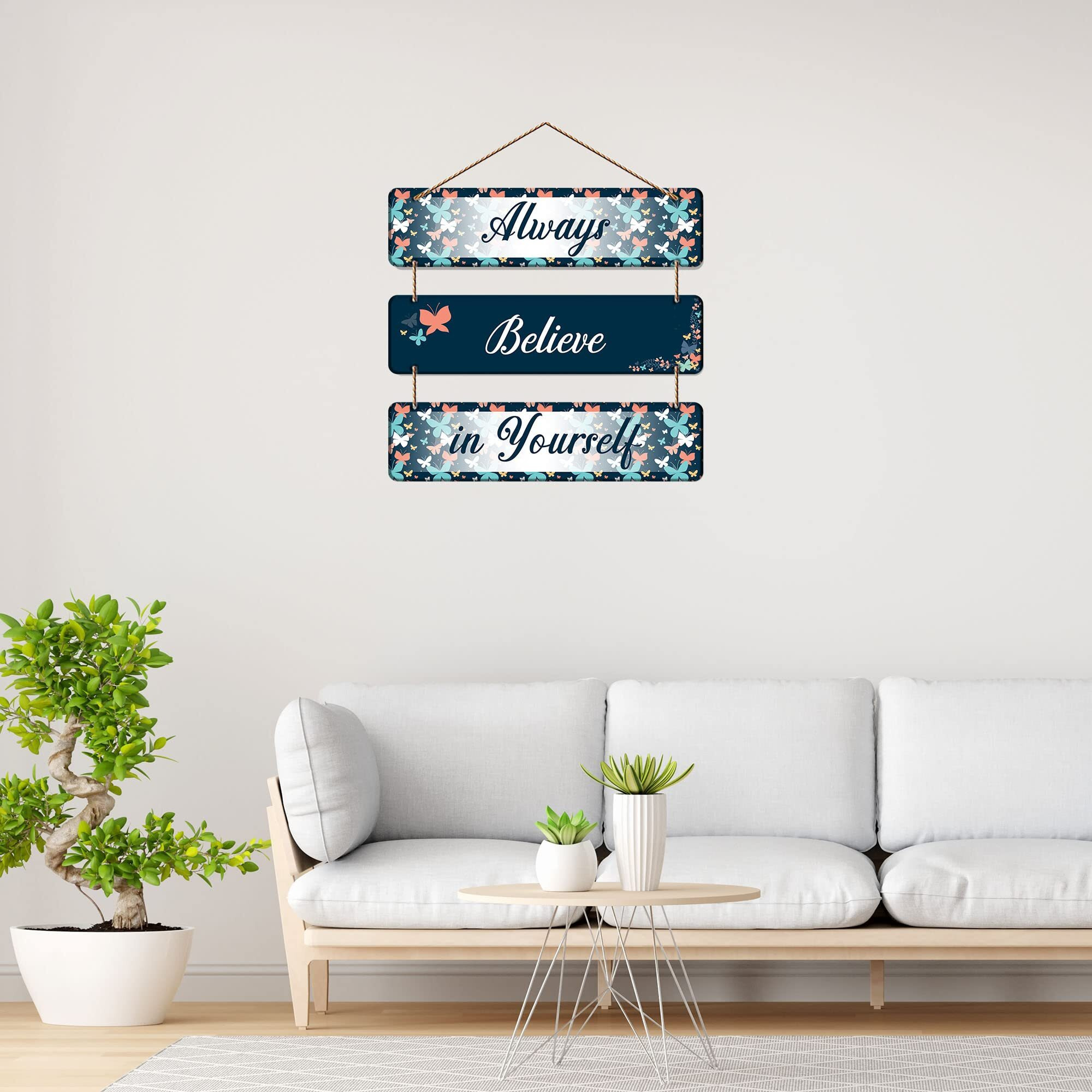 Artvibes Always Believe in Yourself Quote Wooden Wall Hanger for Home Decor | Office | Gift | Bedroom | Living Room | Artwork Ornaments Hanging for Home Decoration (WH_5311N)