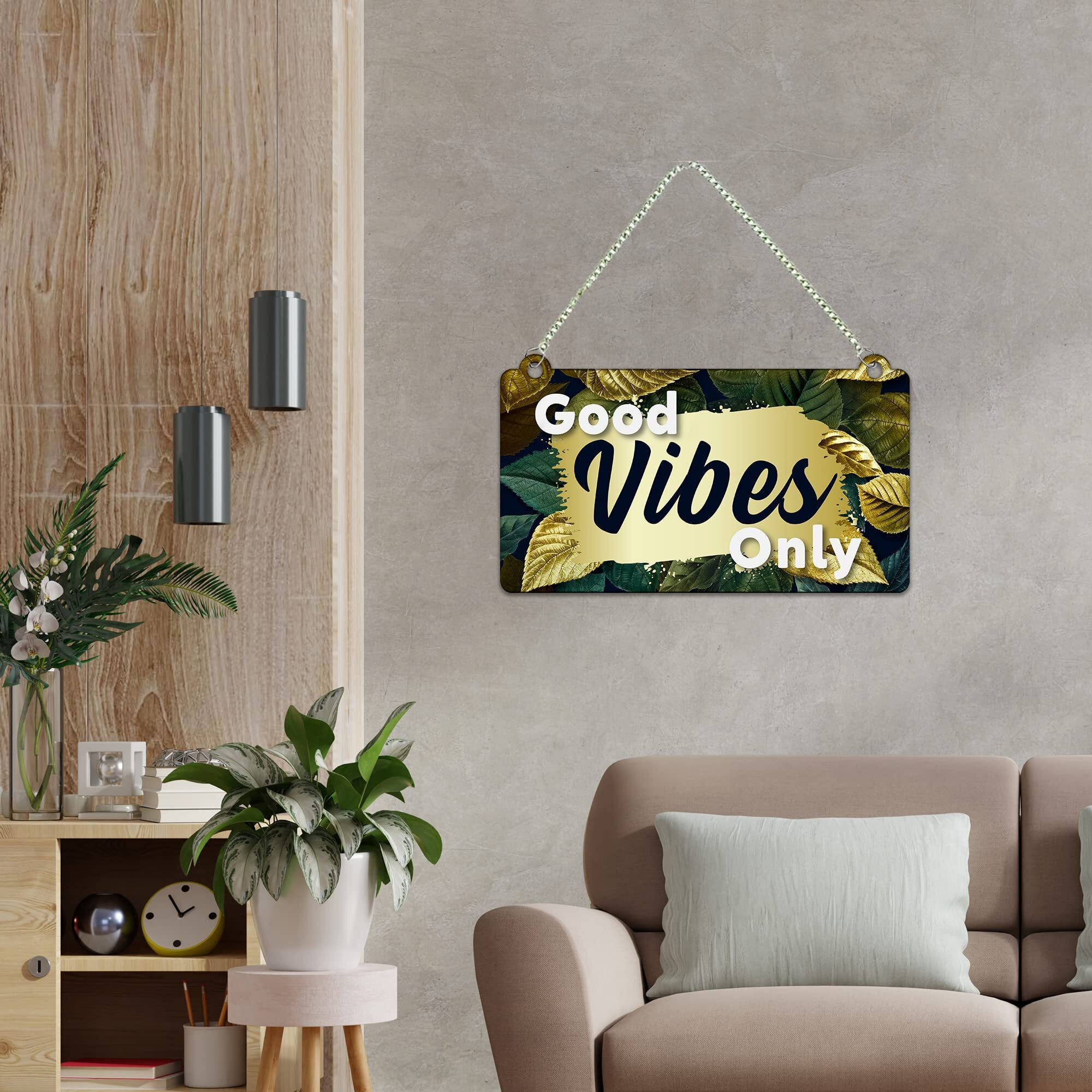 Artvibes Good Vibes Only Wooden Wall Hanging for Home Decor | Office | Gift | Bedroom | Decoration Items for Living Room | Motivatonal Quote | Artworks Wall Hanging (WH_3508N)