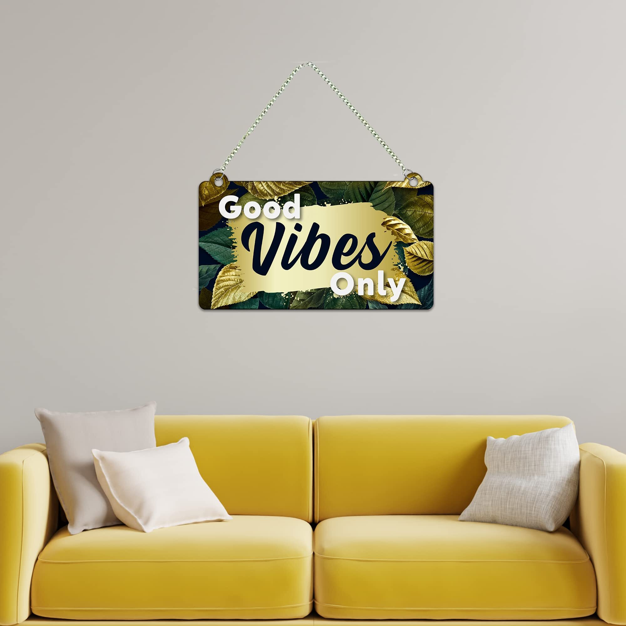 Artvibes Good Vibes Only Wooden Wall Hanging for Home Decor | Office | Gift | Bedroom | Decoration Items for Living Room | Motivatonal Quote | Artworks Wall Hanging (WH_3508N)