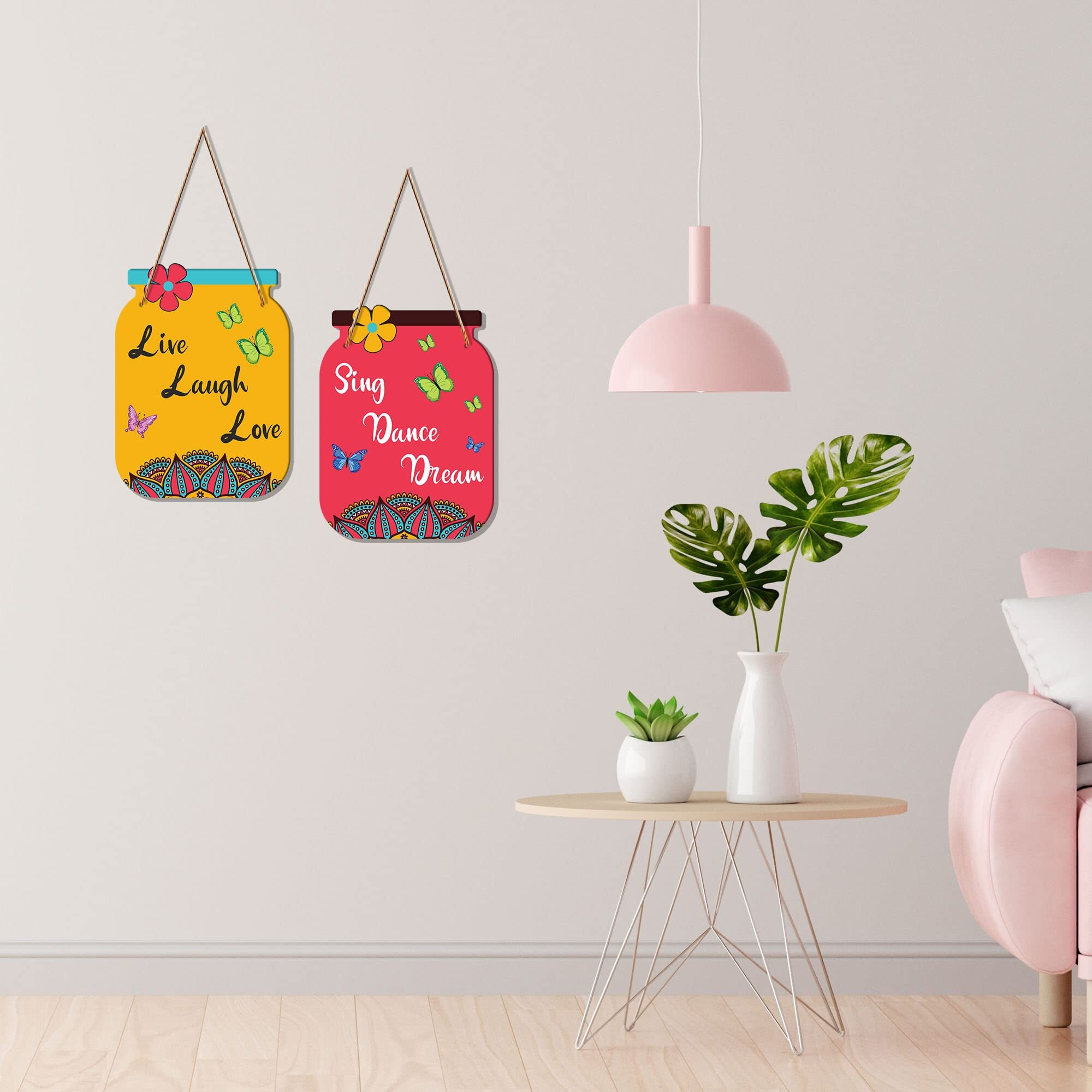 Artvibes Motivational Quotes Decorative Wall Art Wooden Wall Hanging for Living Room | Bedroom | Office | Gifts | MDF Wood Wall Hanger Ornaments for Home Decor Items (WH_6806N), Set of 2