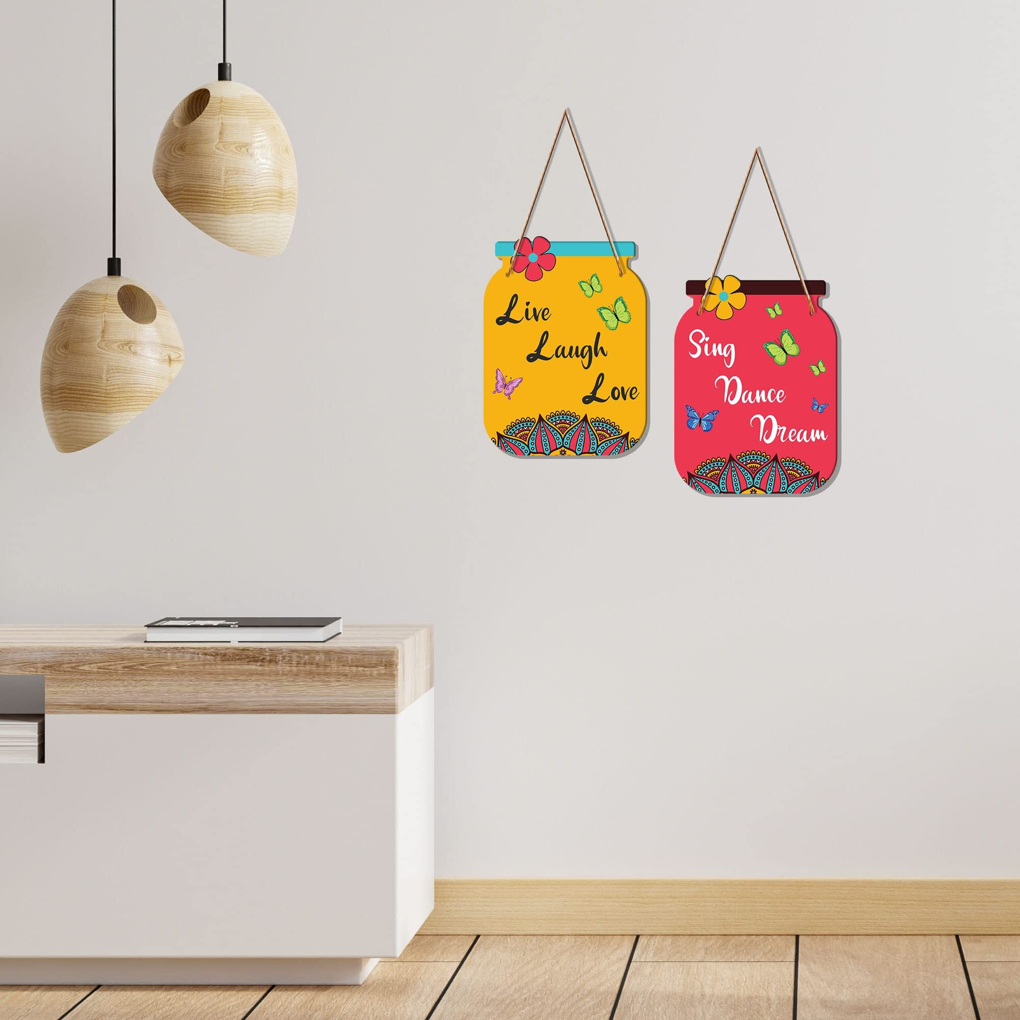 Artvibes Motivational Quotes Decorative Wall Art Wooden Wall Hanging for Living Room | Bedroom | Office | Gifts | MDF Wood Wall Hanger Ornaments for Home Decor Items (WH_6806N), Set of 2