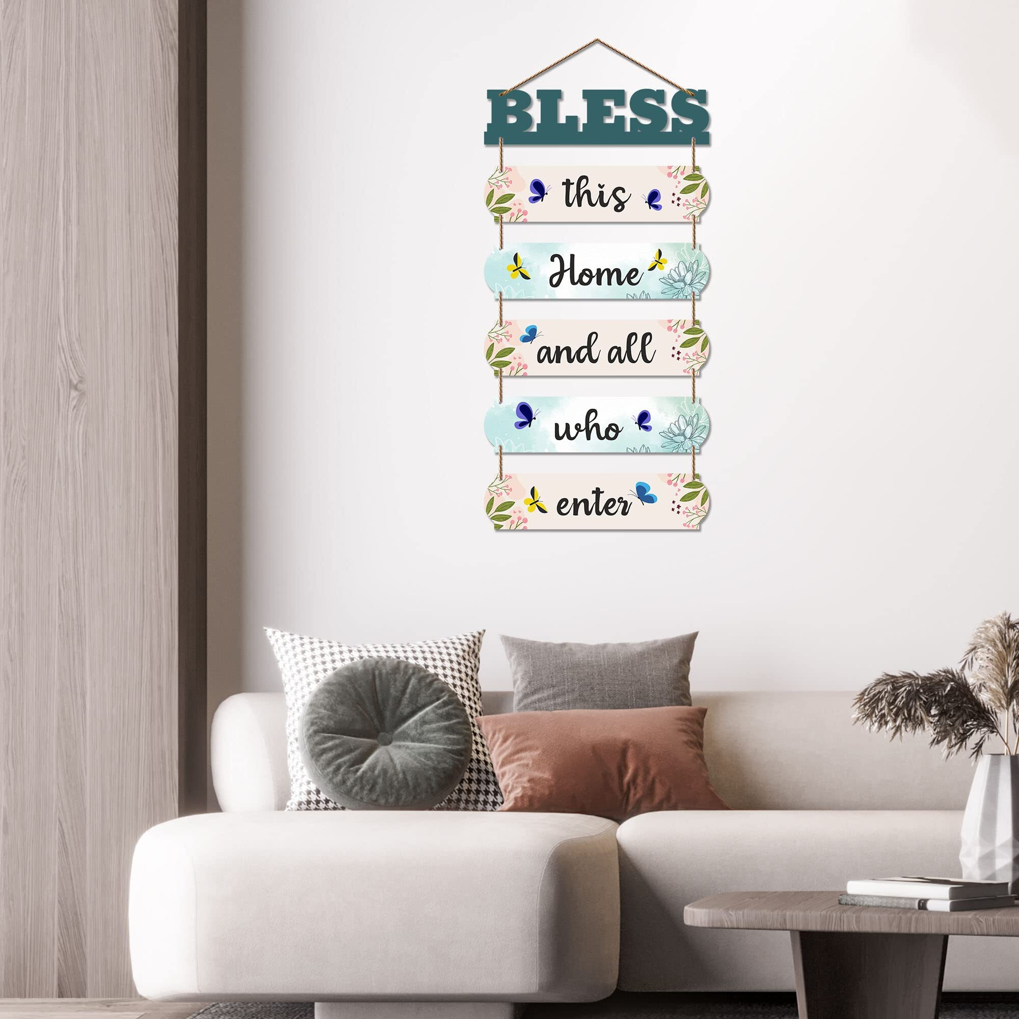 Artvibes Home Quote Decorative Wall Art Wooden Hanger for Livingroom, Bedroom | Gifts | Hangings Decoration | Modern Decor Items Artworks (WH_6613N), Set of 6
