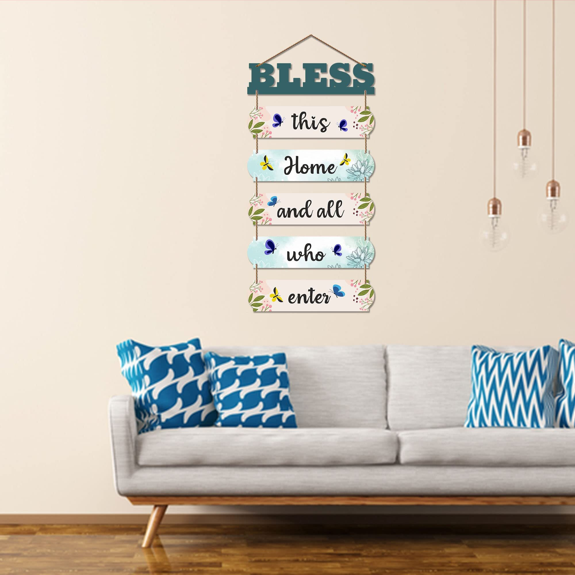 Artvibes Home Quote Decorative Wall Art Wooden Hanger for Livingroom, Bedroom | Gifts | Hangings Decoration | Modern Decor Items Artworks (WH_6613N), Set of 6