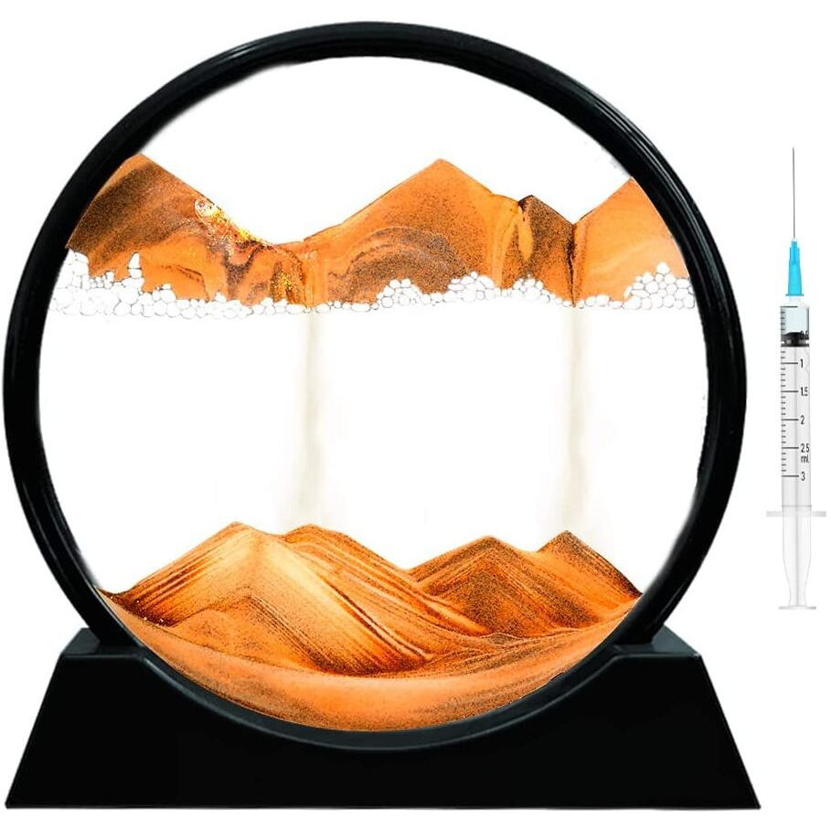 CPENSUS Moving Sand Art Picture Glass Liquid Painting 3D Natural Landscape showpieces for Home Decor Antique Gifts for Kids Office Desktop Decoration Desk Table Decorative Items
