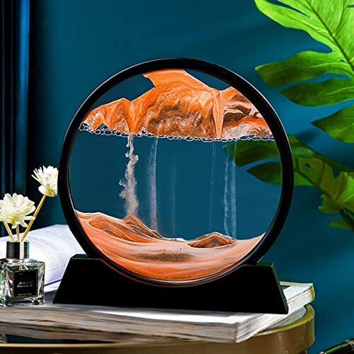 CPENSUS Moving Sand Art Picture Glass Liquid Painting 3D Natural Landscape showpieces for Home Decor Antique Gifts for Kids Office Desktop Decoration Desk Table Decorative Items