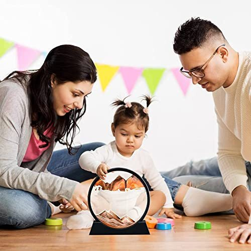 CPENSUS Moving Sand Art Picture Glass Liquid Painting 3D Natural Landscape showpieces for Home Decor Antique Gifts for Kids Office Desktop Decoration Desk Table Decorative Items