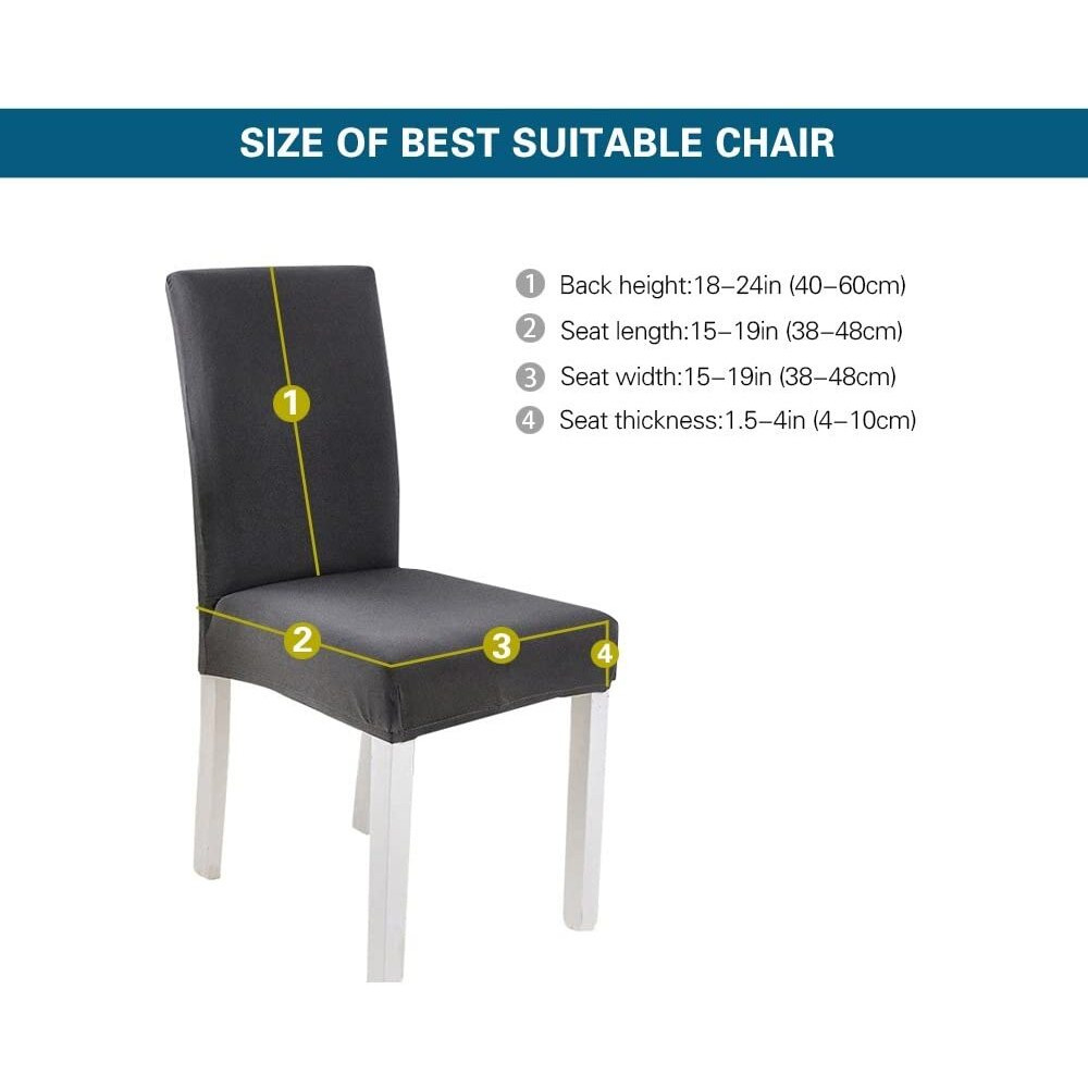 Lukzer 2Pc Polyester Elastic Stretch Removable & Washable Dining Chair Cover Protective Seat Slipcover - Home Decor Chair Protector (Grey Leaves Design / 2 Cover)