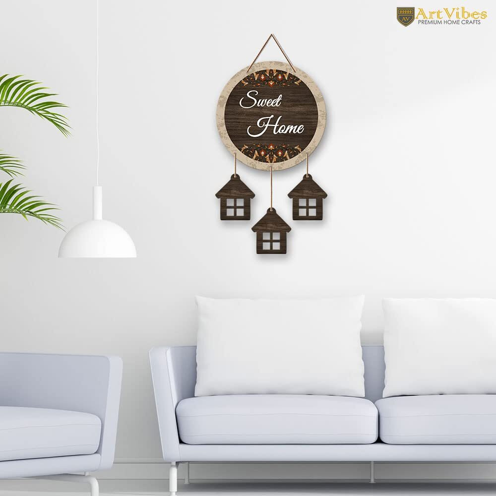 Artvibes Sweet Home Wooden Wall Hanging Decoration Items for Home | Gifts | Wooden Wall Hanger | Mdf Wall Decoration for Living Room | Artworks Wall Hangings | Modern Decor Items (WH_7209N)