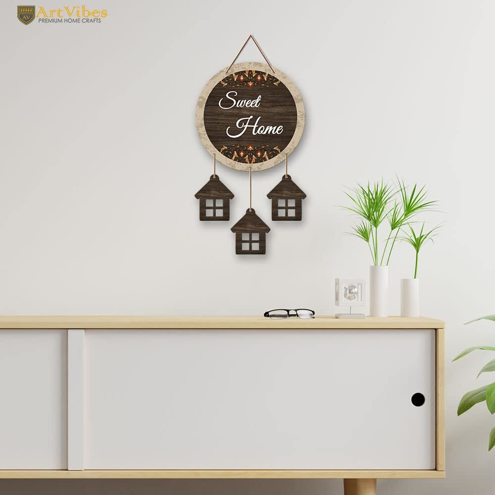 Artvibes Sweet Home Wooden Wall Hanging Decoration Items for Home | Gifts | Wooden Wall Hanger | Mdf Wall Decoration for Living Room | Artworks Wall Hangings | Modern Decor Items (WH_7209N)