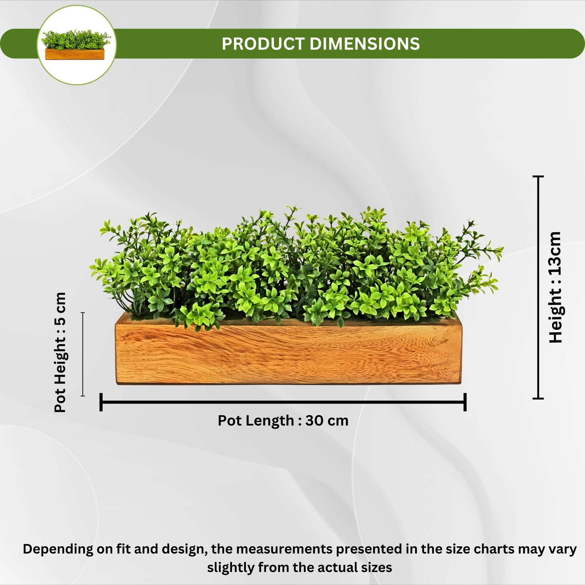 fancymart Artificial Gardenia Plant Bunch in Wood Planter, Home and Office Decor Plants for Decoration, Realistic Green Decorative for Interior, Living Room, Office Desk