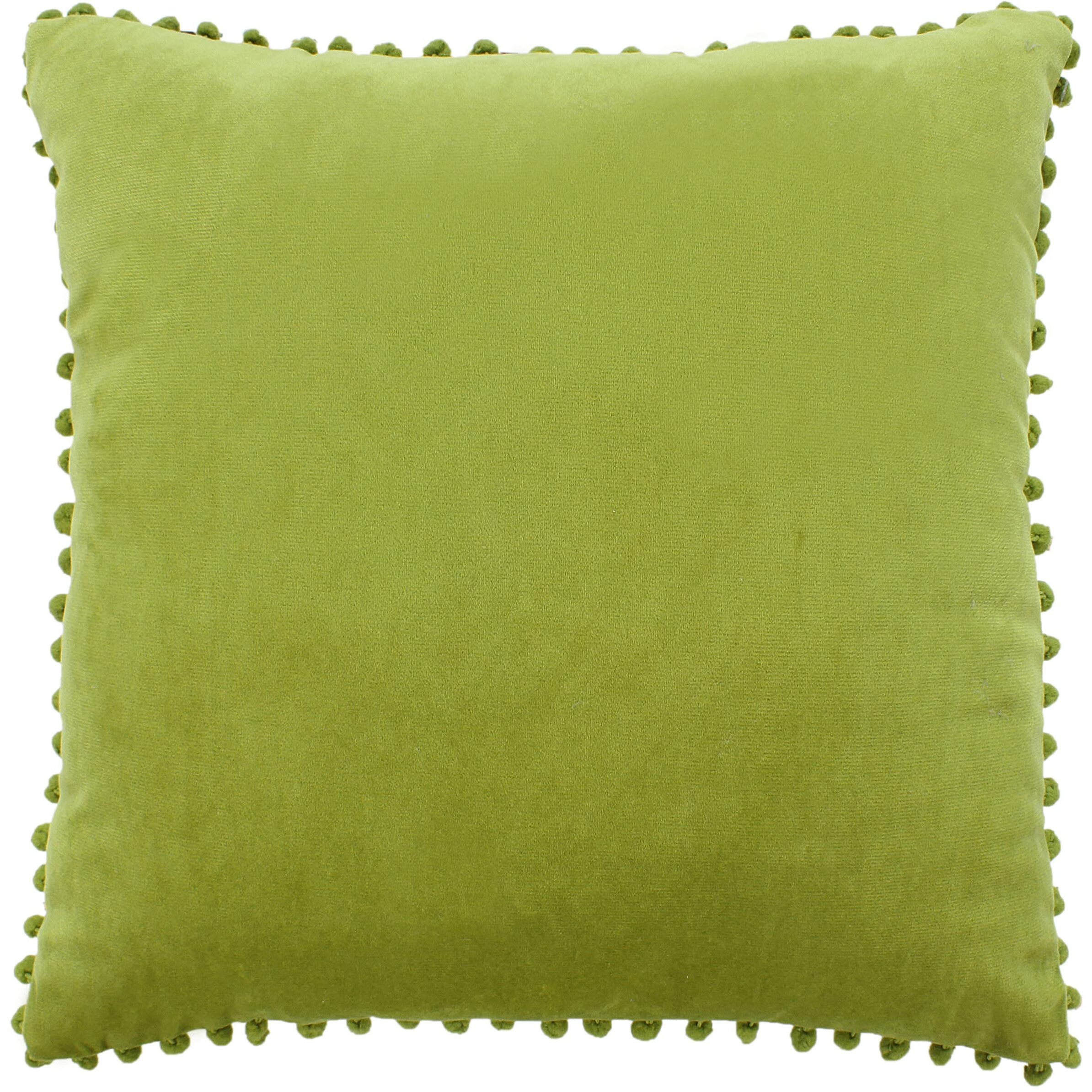 Amazon Brand  Umi Velvet Pompom Cushion Cover 20x20 Inch - Set of 2 Large Square Throw Pillow Covers for Sofa Living Room or Home Decor in Green Color