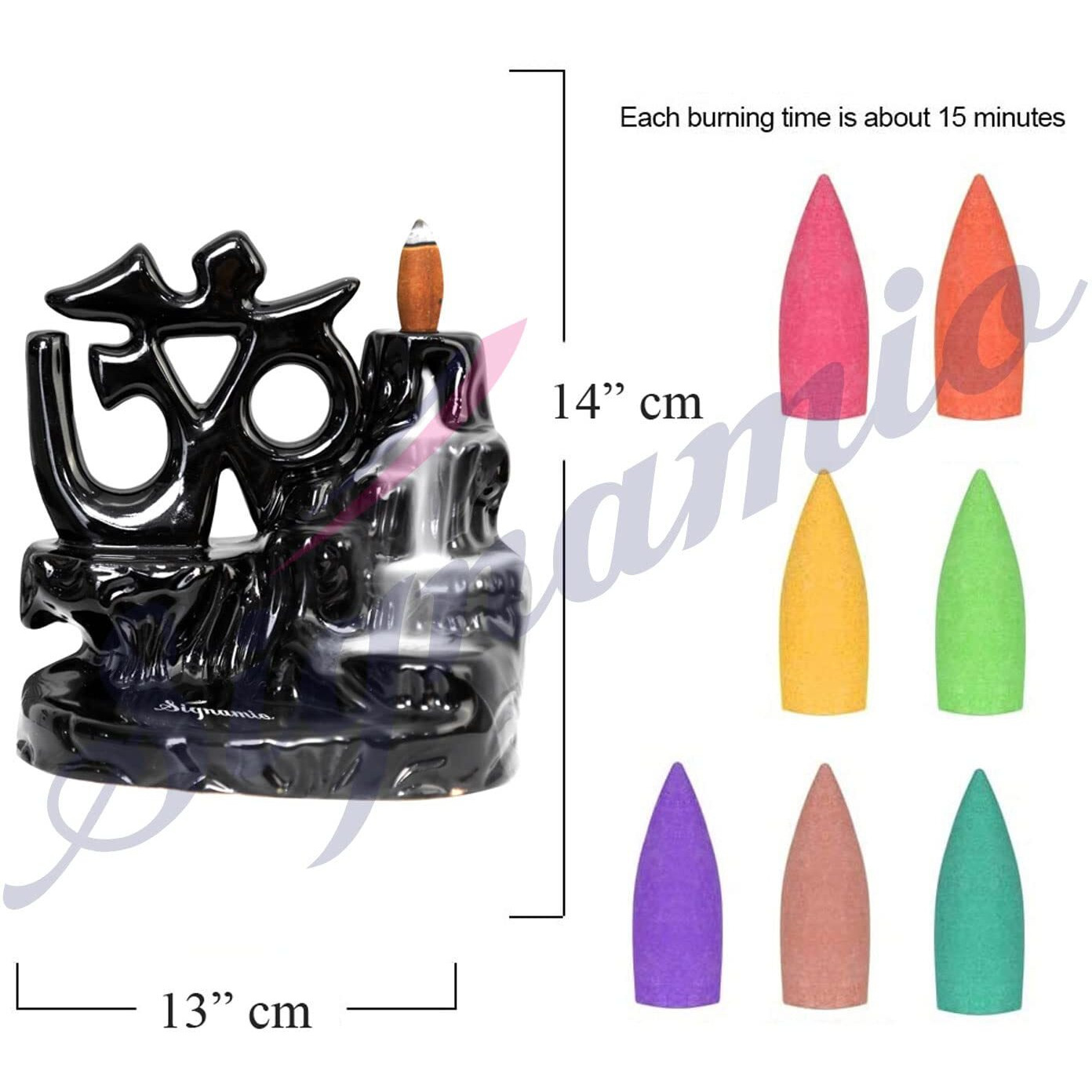 SIGNAMIO Essence of shiva smoke fountain aromatic fountain lord shiva idol shivling ceramic incense holder with 30 Back flow Incense Cones,Aromatherapy,Home Decor-1-Pcs/30 Cones-Om