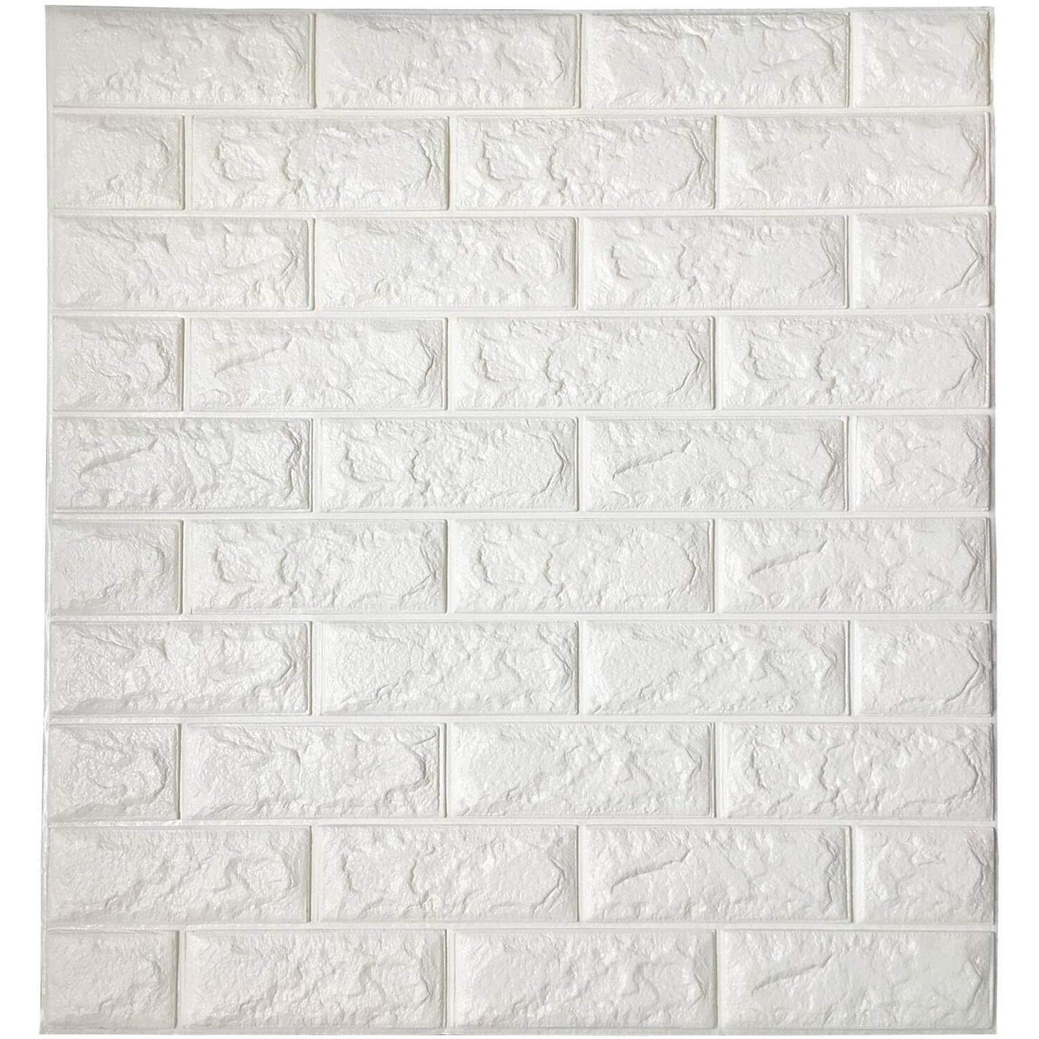 Lukzer 20PC 3D PE Foam Self Adhesive Brick Design Wall Stickers/DIY Wallpaper for Home Hotel Living Room Bedroom Cafe Decor (Thickness 8MM, 70 x 77 cm, White)