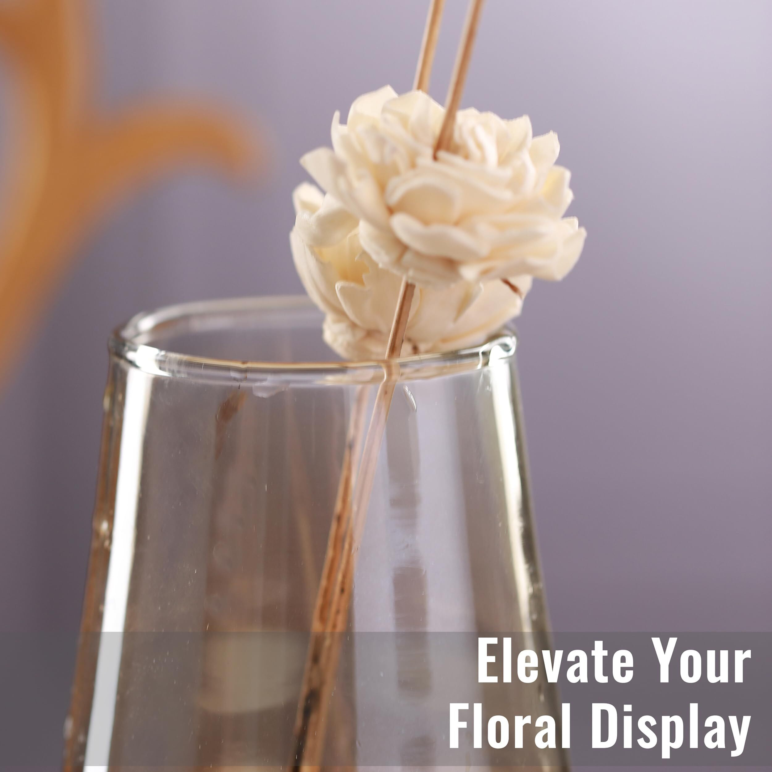 TIED RIBBONS Decorative Glass Vase for Flower Plants Home Decor Office Living Room Bedroom Table Top Decorations Items (Gold, 22.8 cm x 6.3 cm x 7.6 cm)